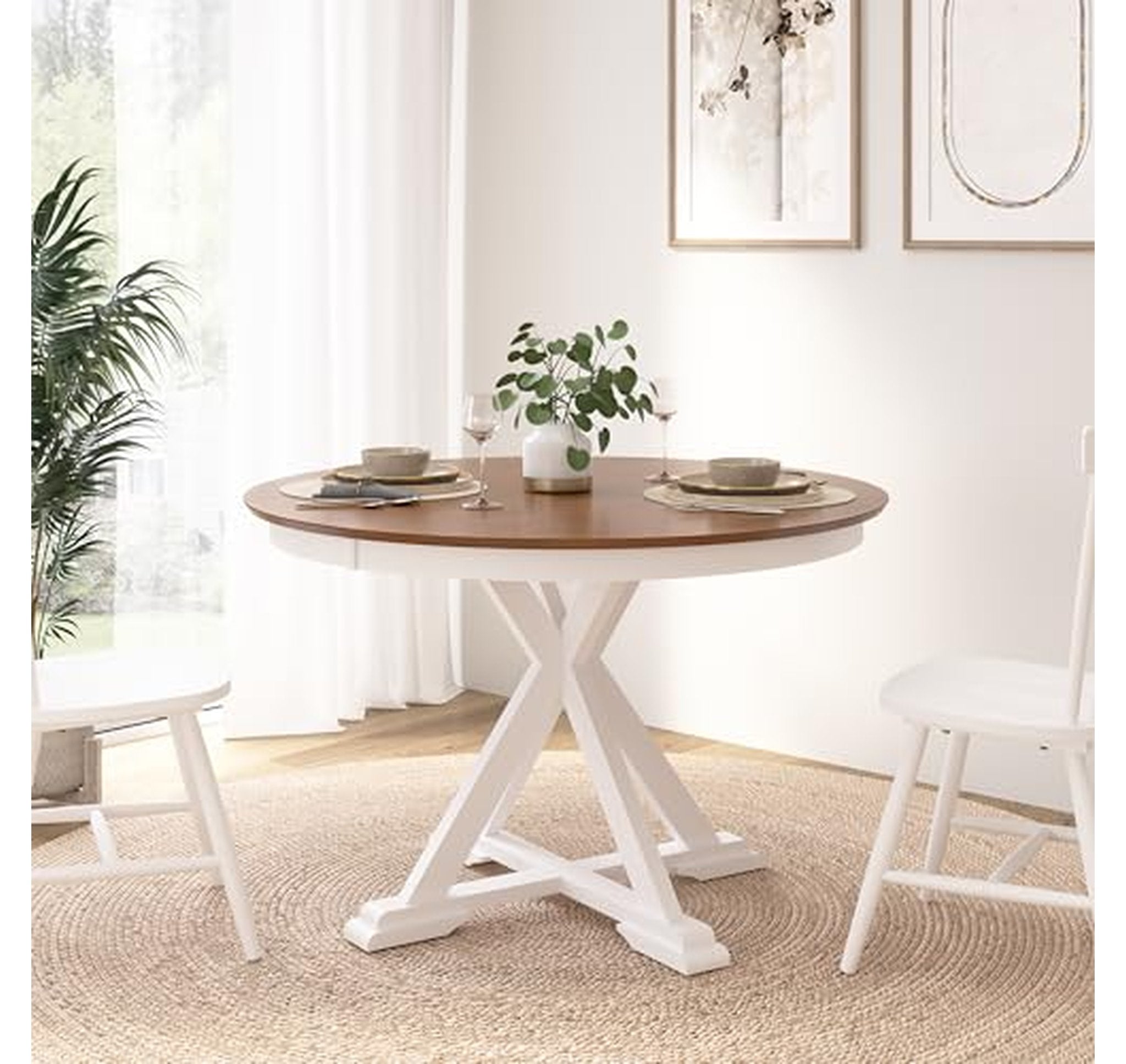 45-Inch Round Trestle Dining Table
