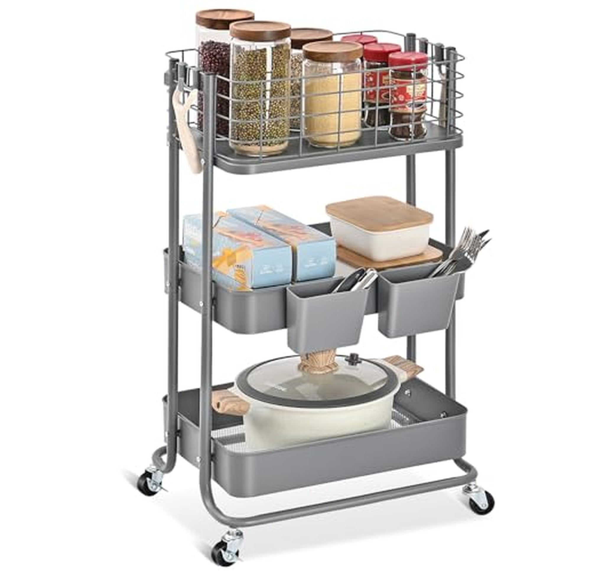 3 Tier Metal Rolling Storage Cart on Wheels