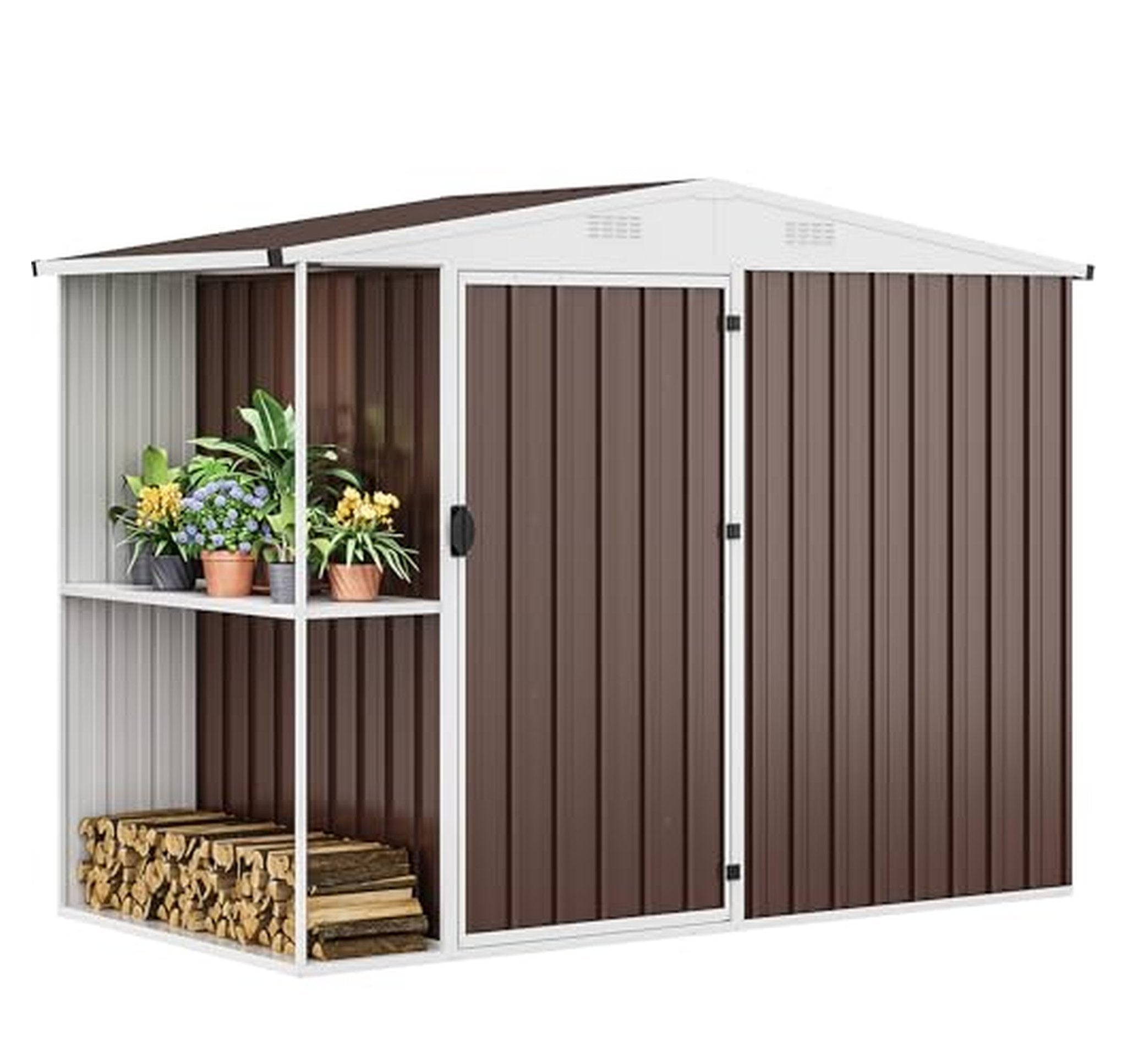 8x4 Metal Outdoor Storage Shed with Shelves