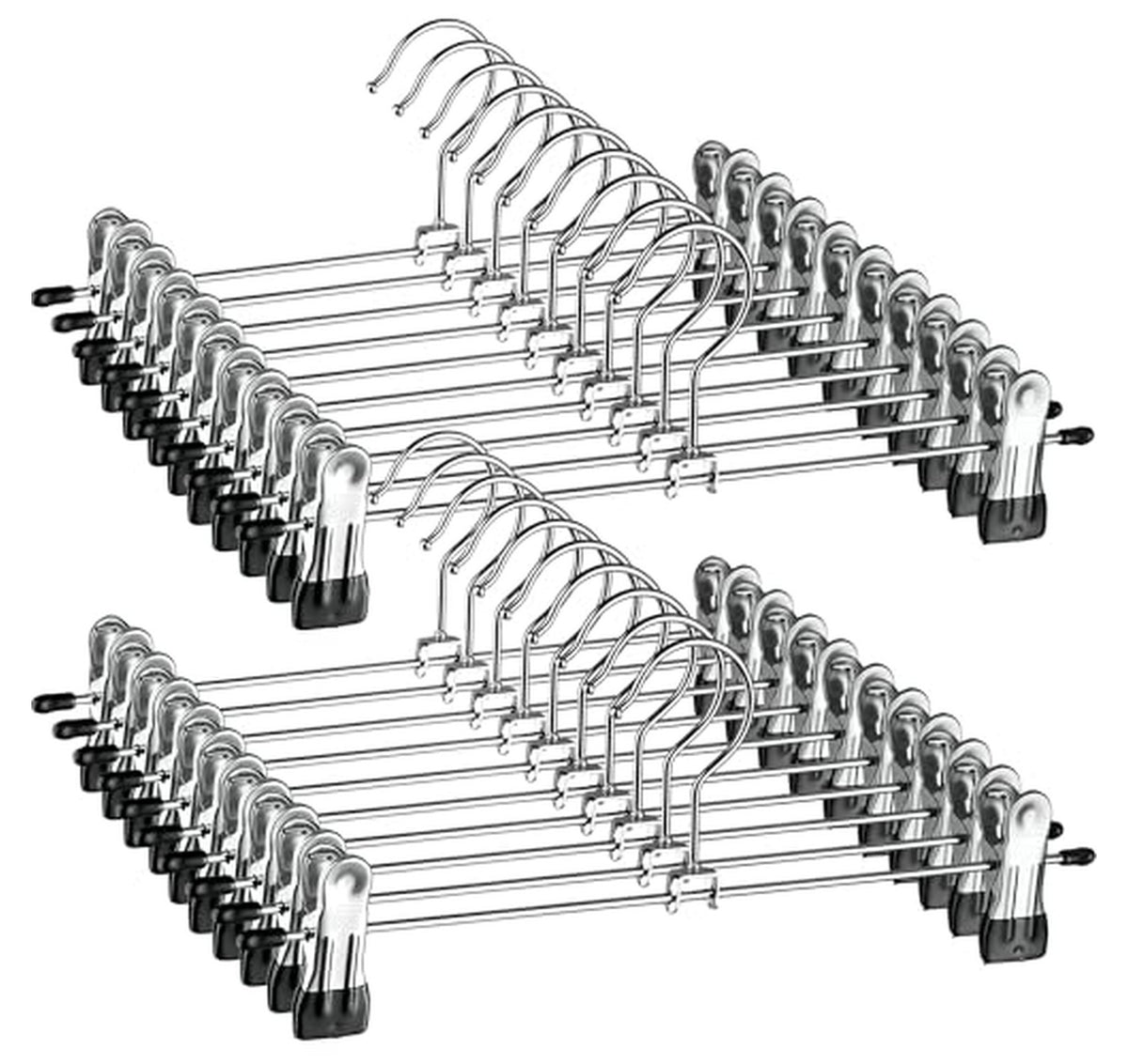20 Pack Metal Pants and Skirt Hangers with Clips