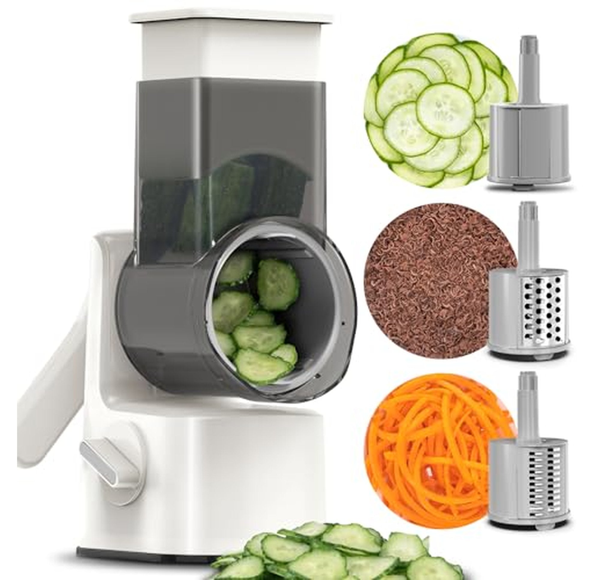 Rotary Vegetable Mandoline Slicer with 3 Blades