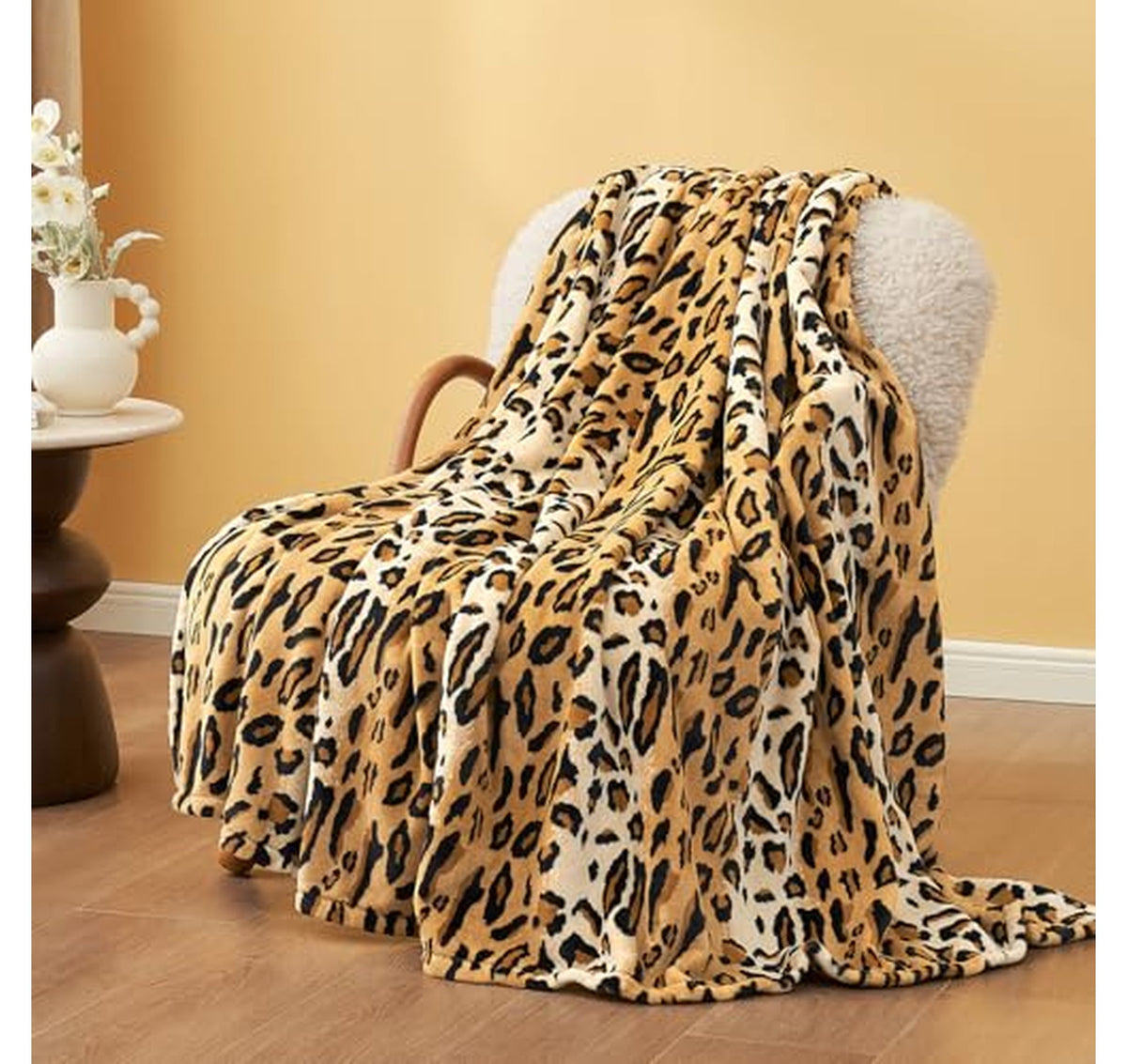 Leopard Print Fuzzy Fleece Throw Blanket 40x50