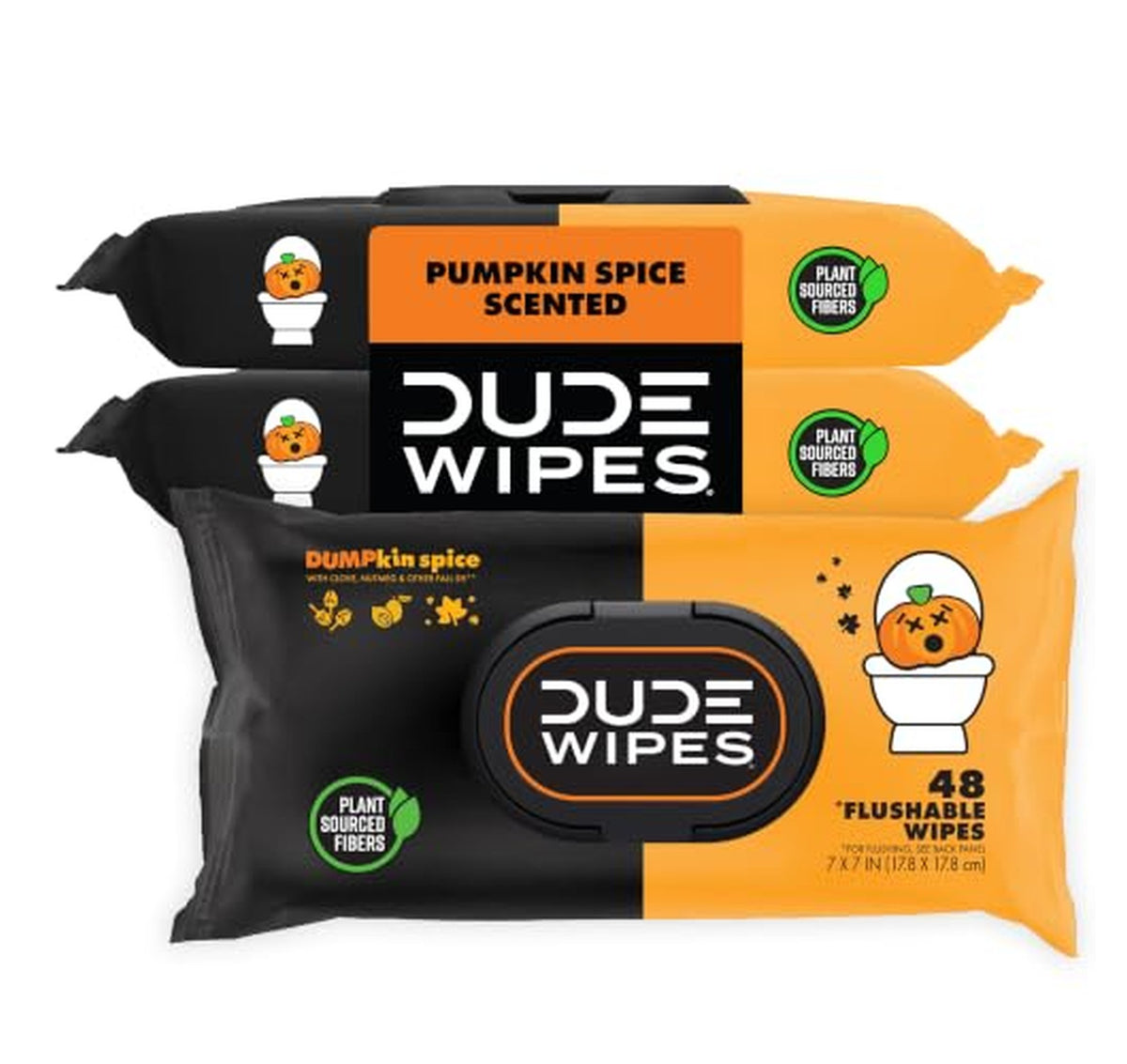 3 Pack DUDE Wipes Pumpkin Spice Flushable Wipes 144 Count