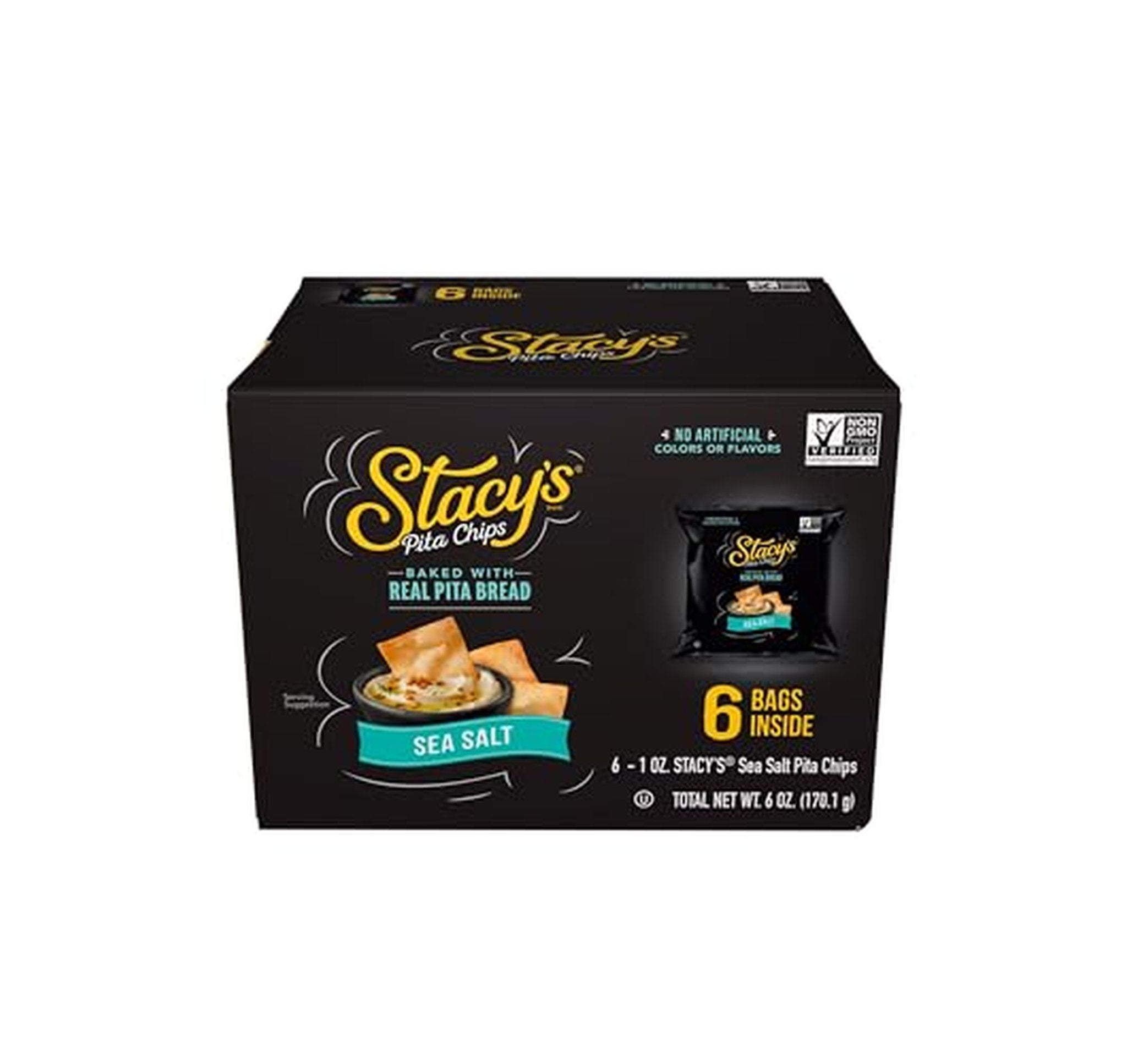 6 Pack Stacy's Sea Salt Pita Chips 1 Oz