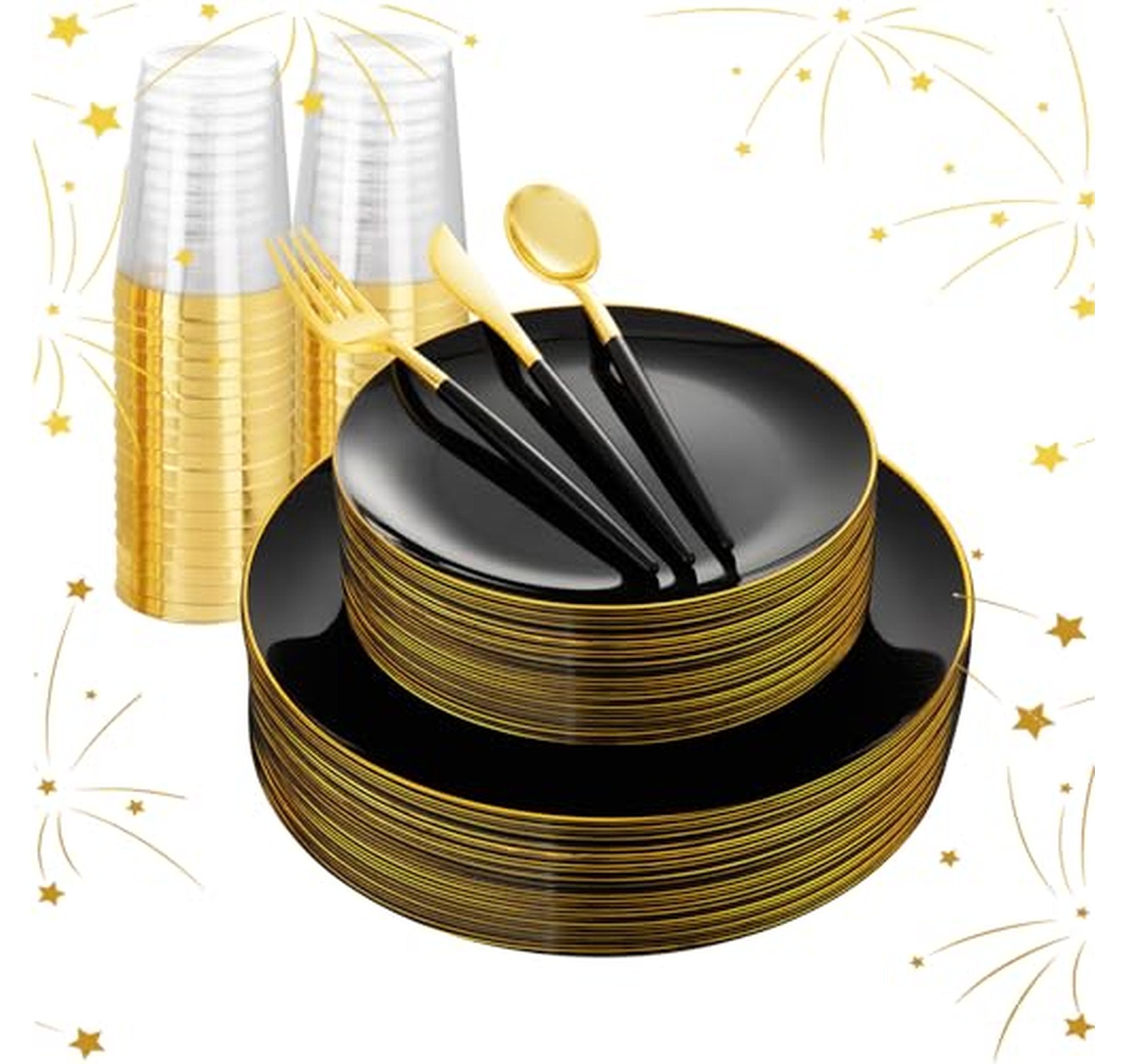 180 Count Disposable Plastic Dinnerware and Utensils Set