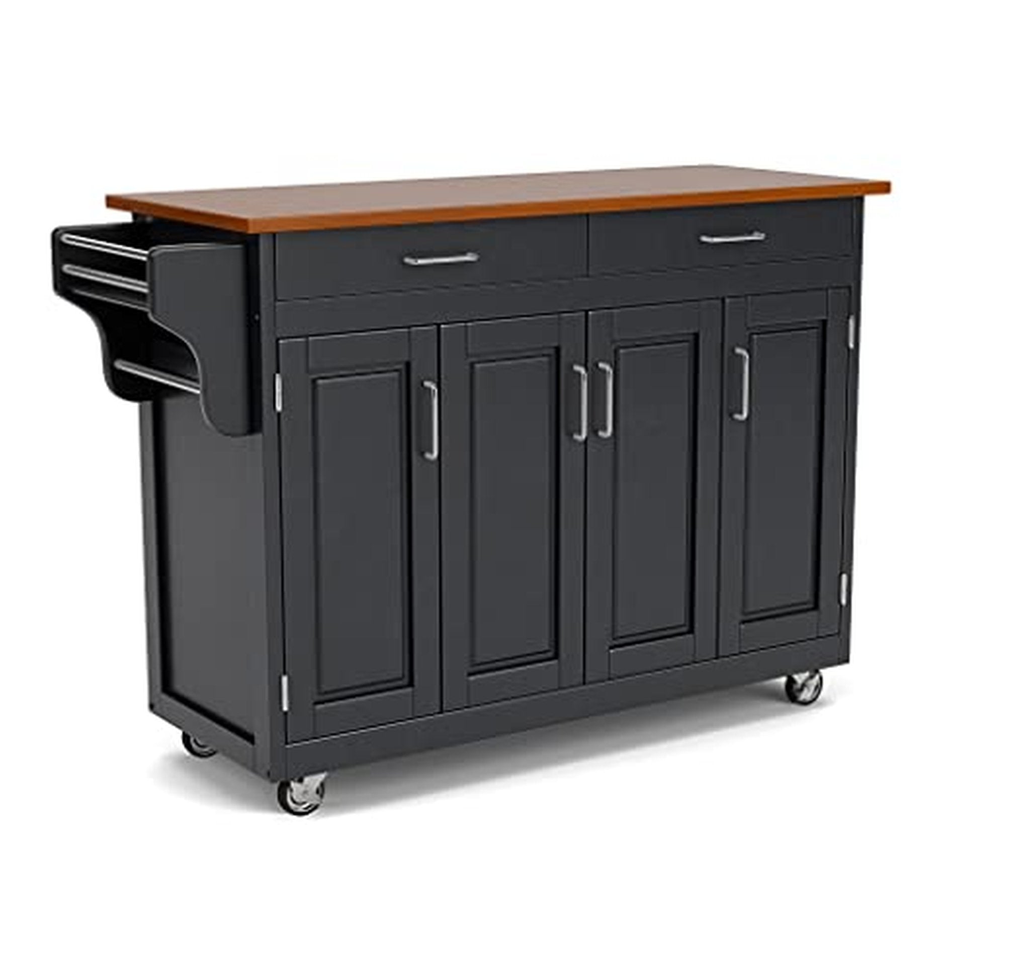 Kitchen Island Cart with Storage and Towel Rack