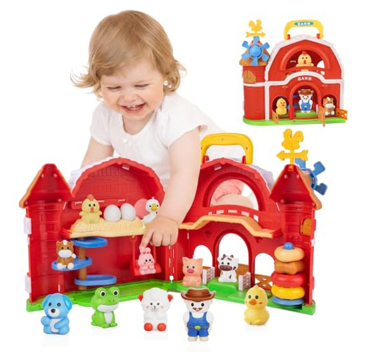 Toddler Farm Animal Figures Barn Playset Educational Toy