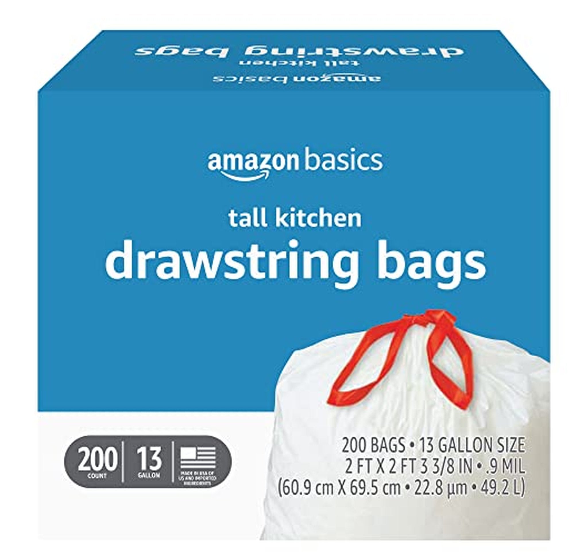 200 Count Amazon Basics 13 Gallon Kitchen Trash Bags