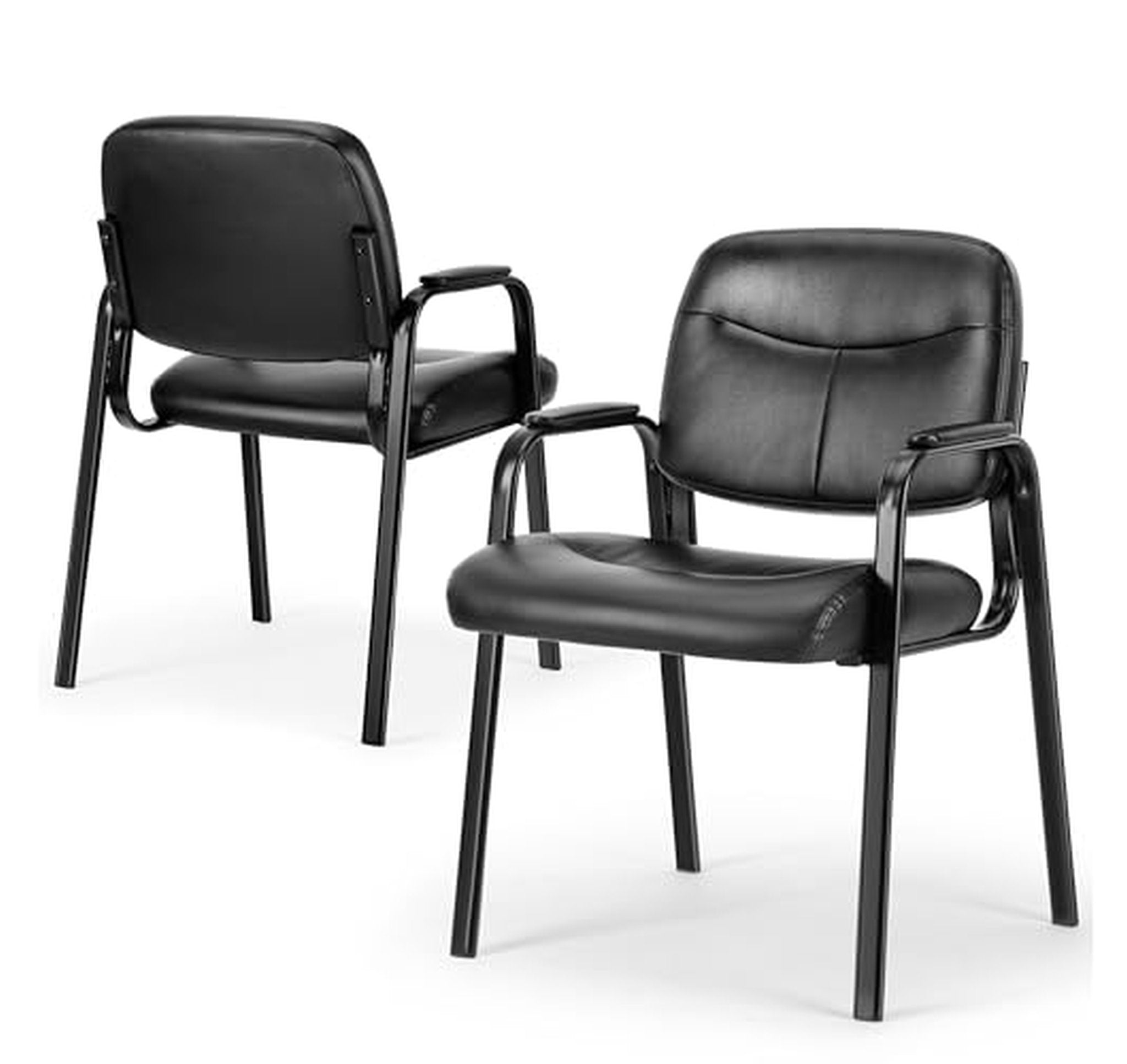 2 Pack Padded Leather Guest Reception Chairs