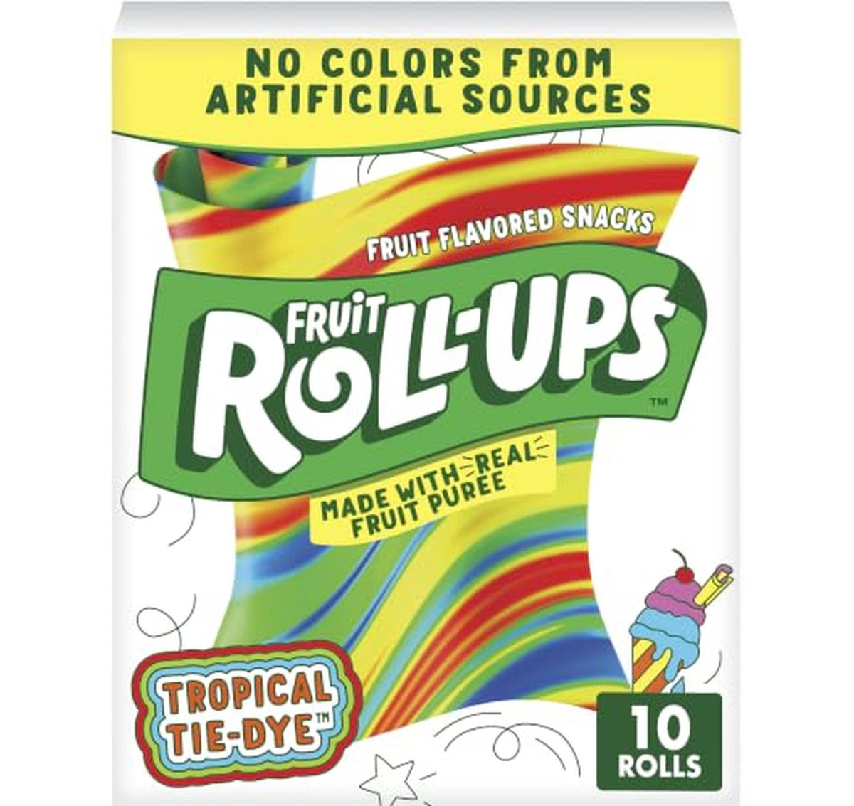 10 Count Fruit Roll-Ups Tropical Tie-Dye Snacks