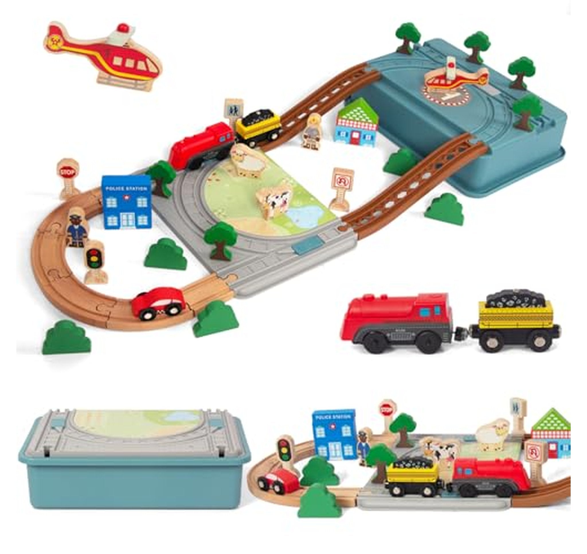 40 Piece Wooden Train Track Set for Toddlers