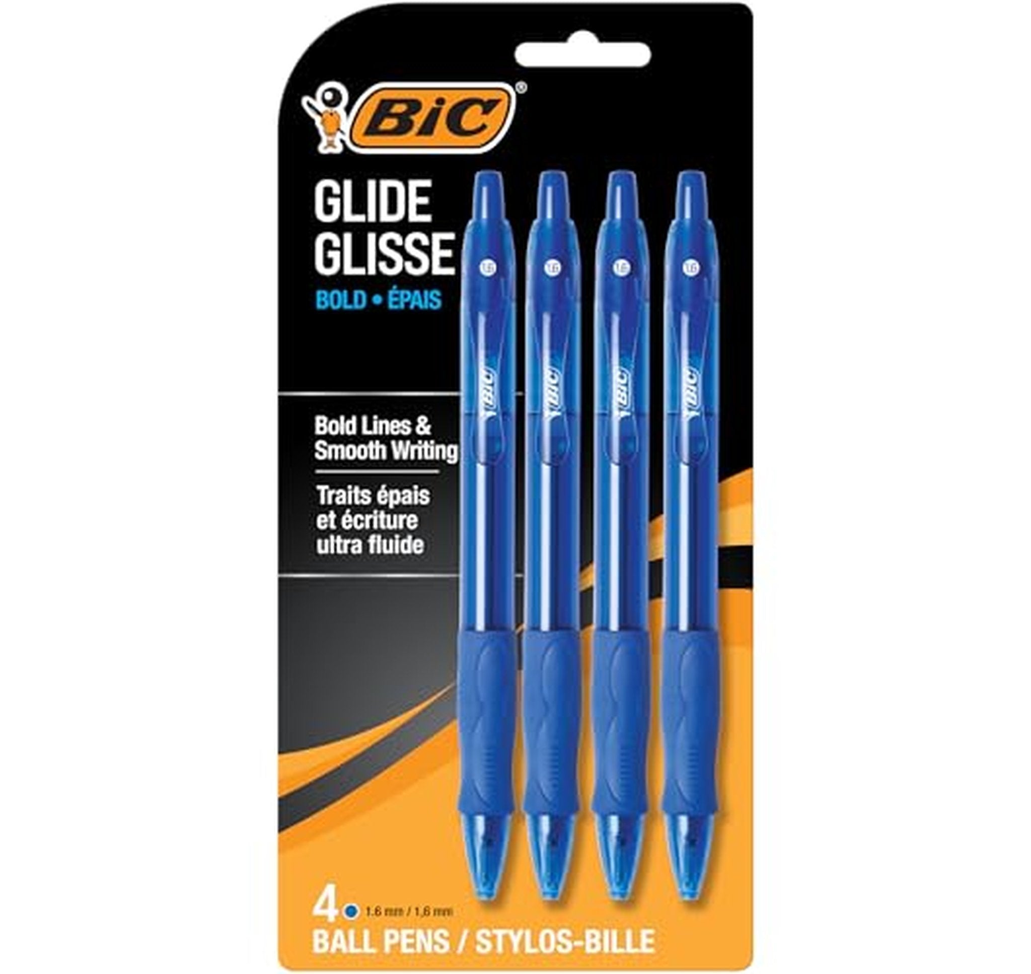 4 Pack BIC Glide Bold Retractable Ballpoint Pens
