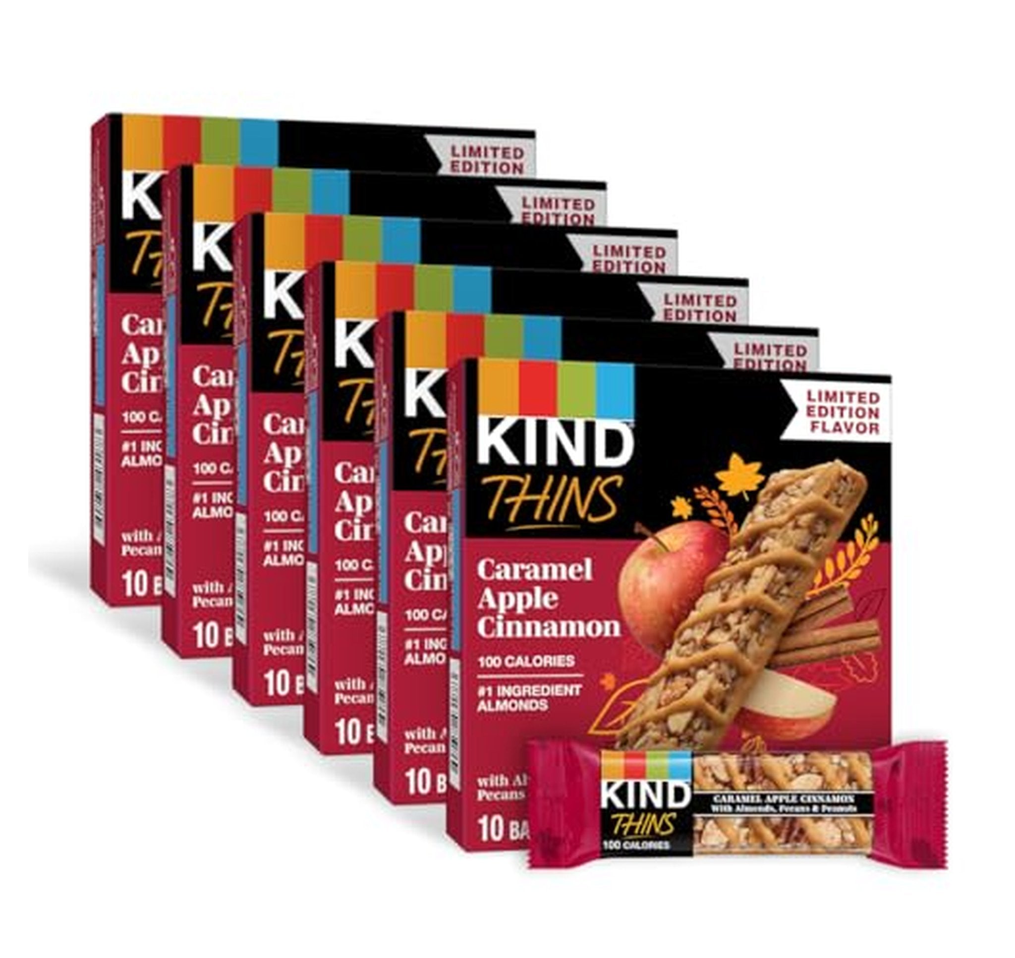 6 Pack KIND Thins Caramel Apple Cinnamon Nut Bars