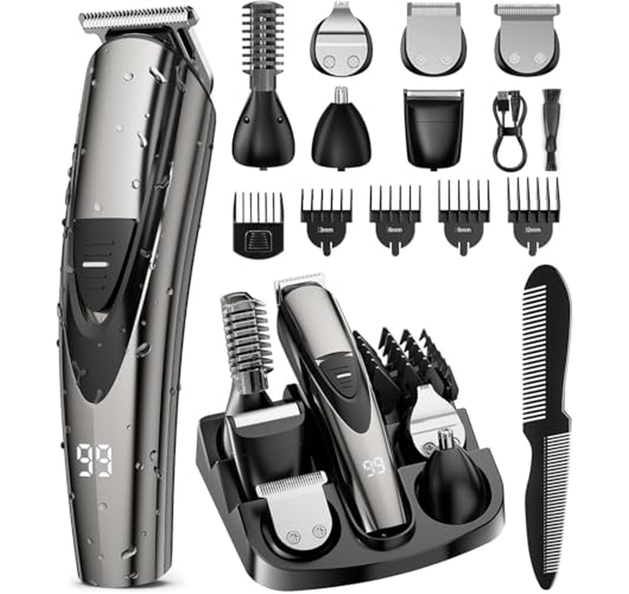 Cordless Waterproof Beard Trimmer and Hair Clipper Kit
