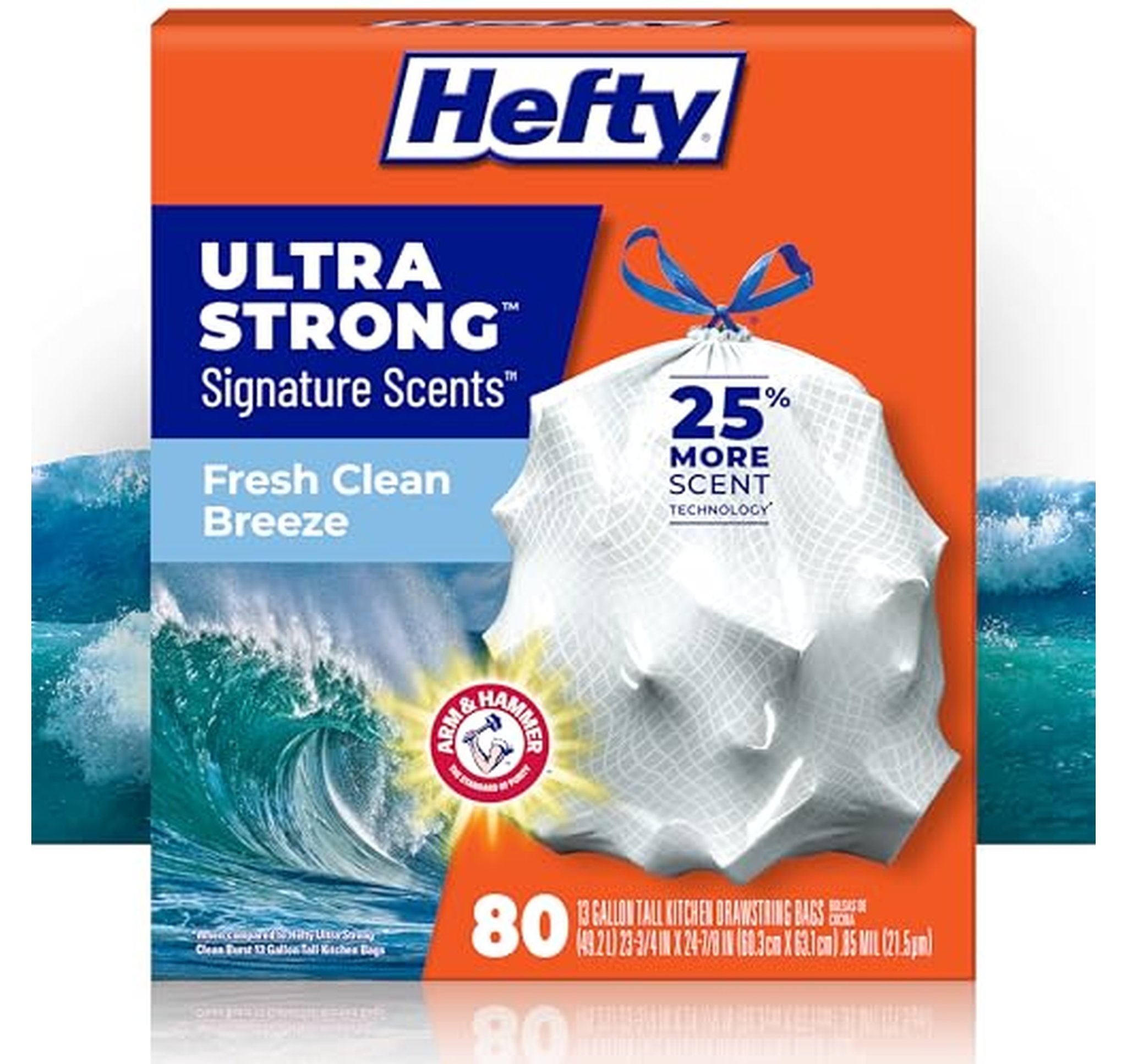 80 Count Hefty Ultra Strong Scented Kitchen Trash Bags