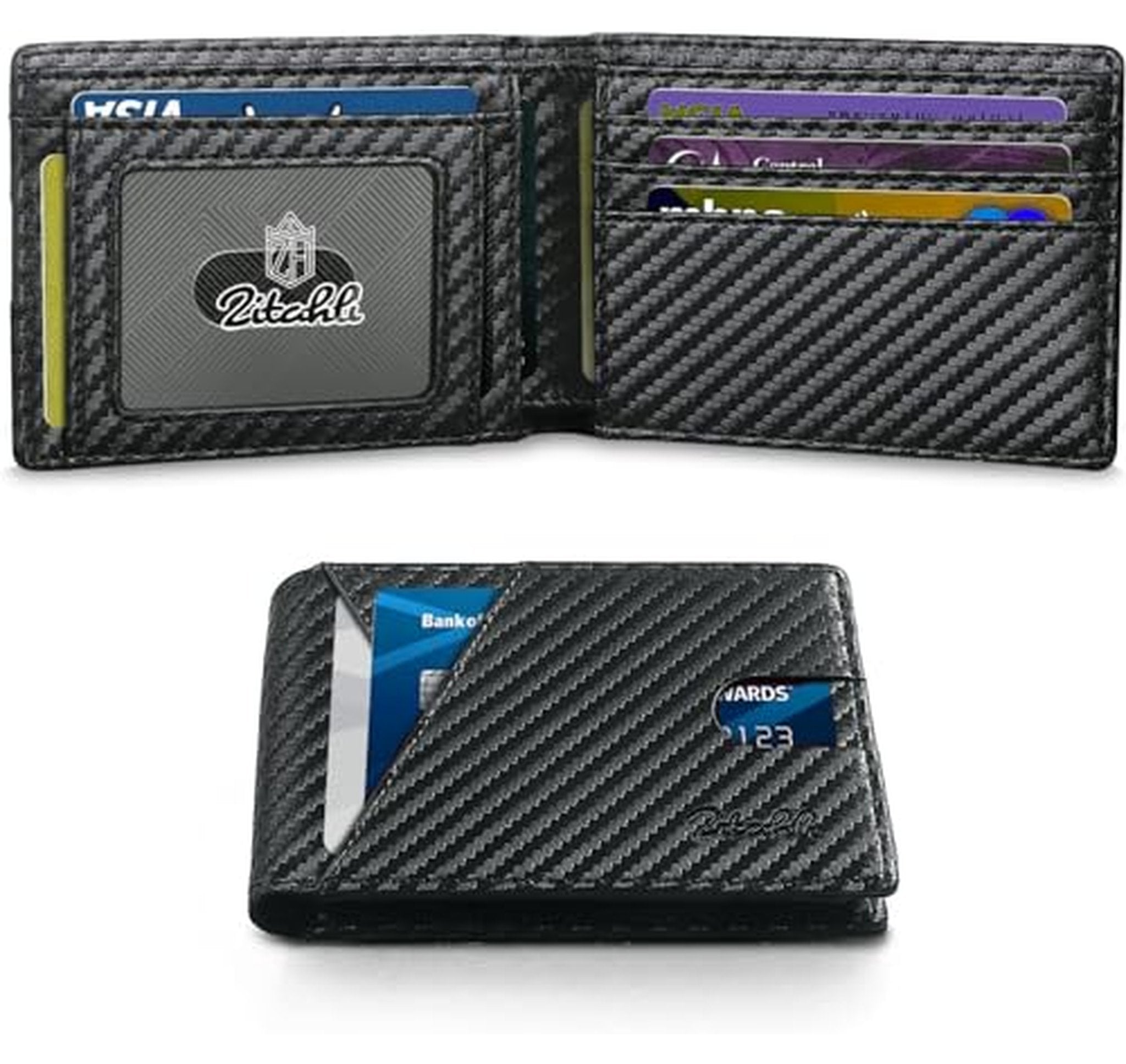 Slim RFID Bifold Leather Wallet with ID Window