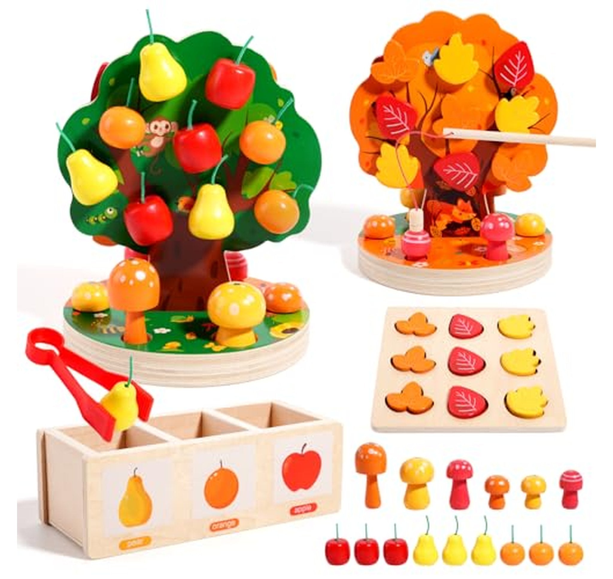 Montessori Wooden Magnetic Apple Tree Shape Sorting Toy