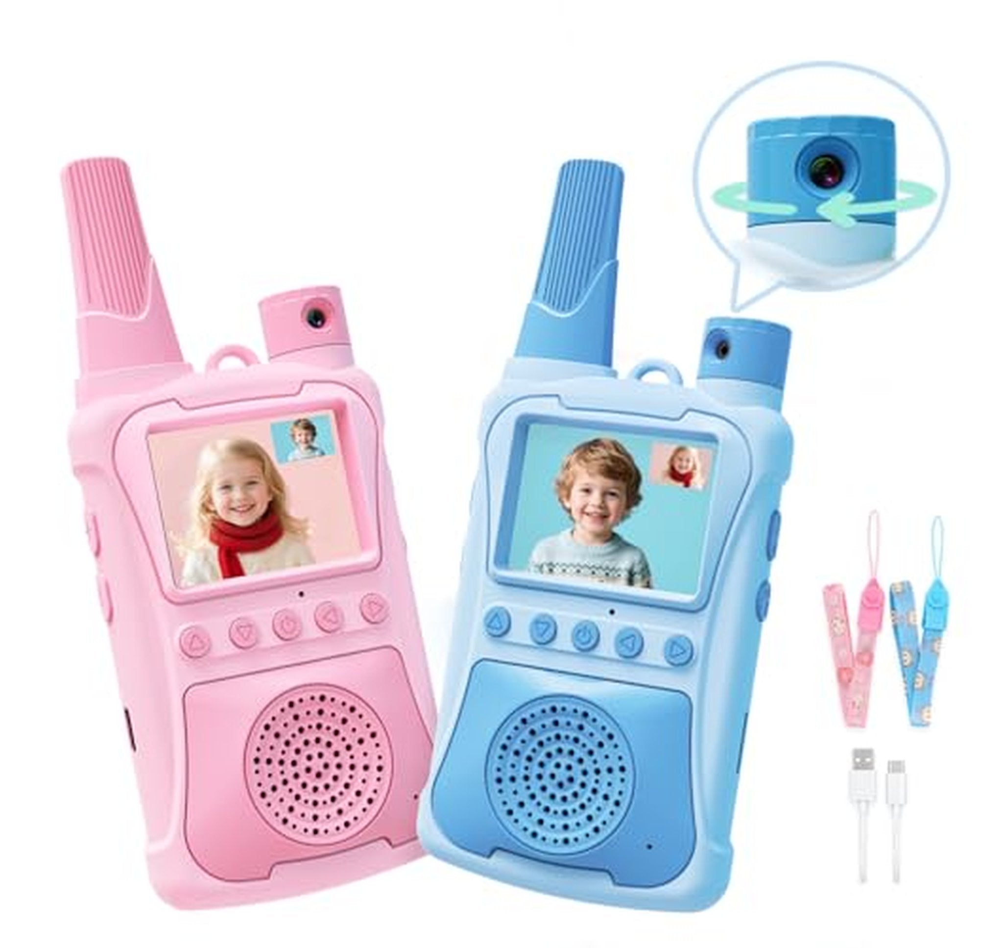 2 Pack Rechargeable Kids Video Walkie Talkies