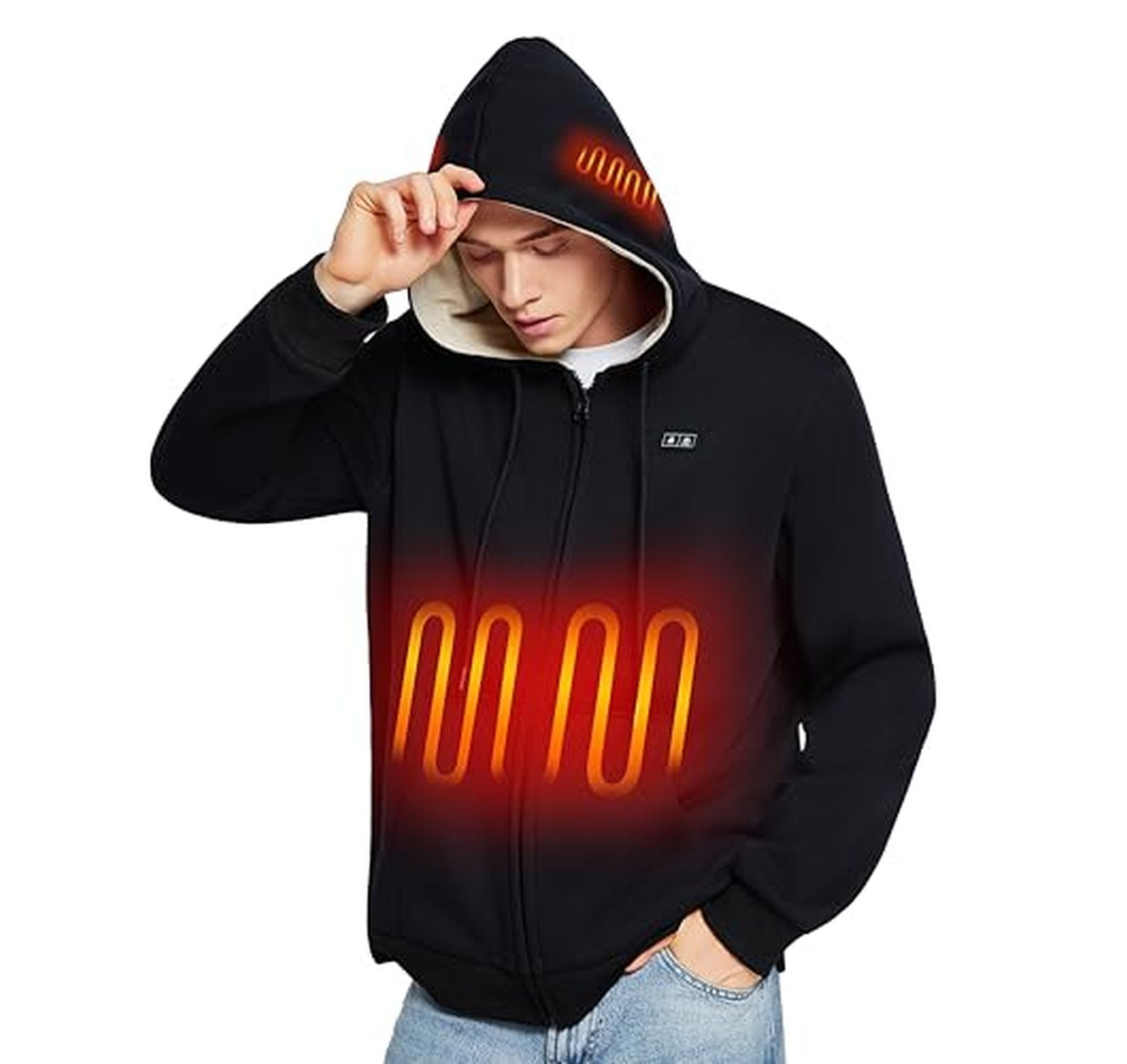 Rechargeable Heated Zip-Up Hoodie with Battery