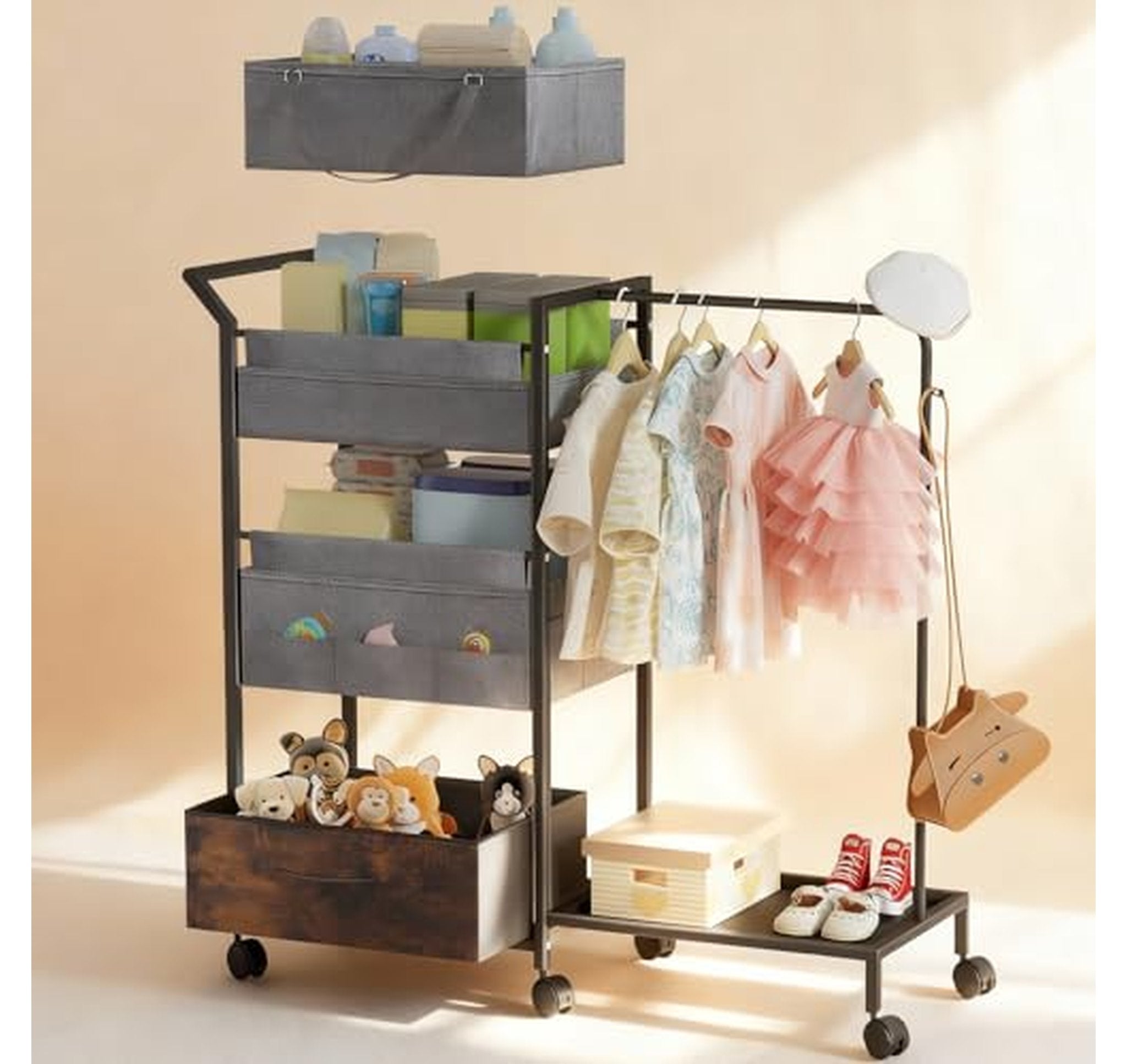 3 Tier Rolling Baby Diaper Caddy Organizer Cart