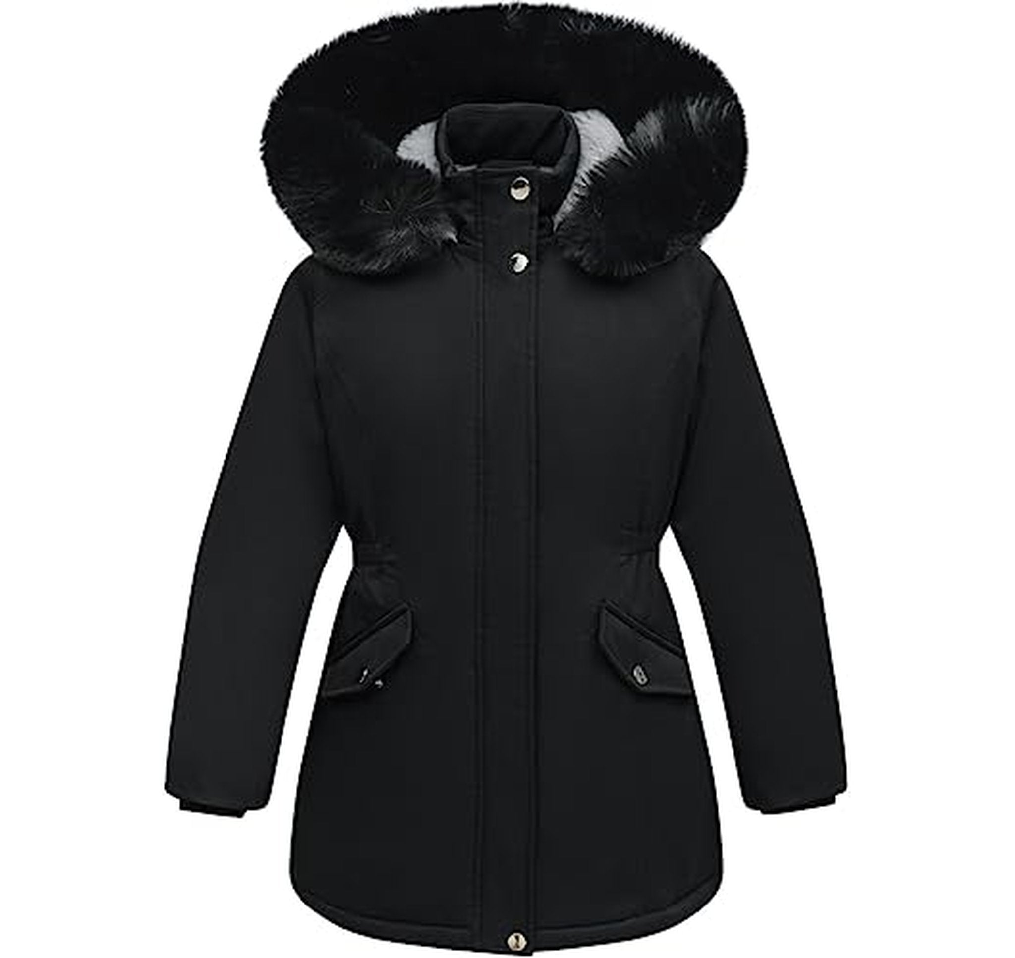 Girls Long Waterproof Winter Hooded Parka Coat
