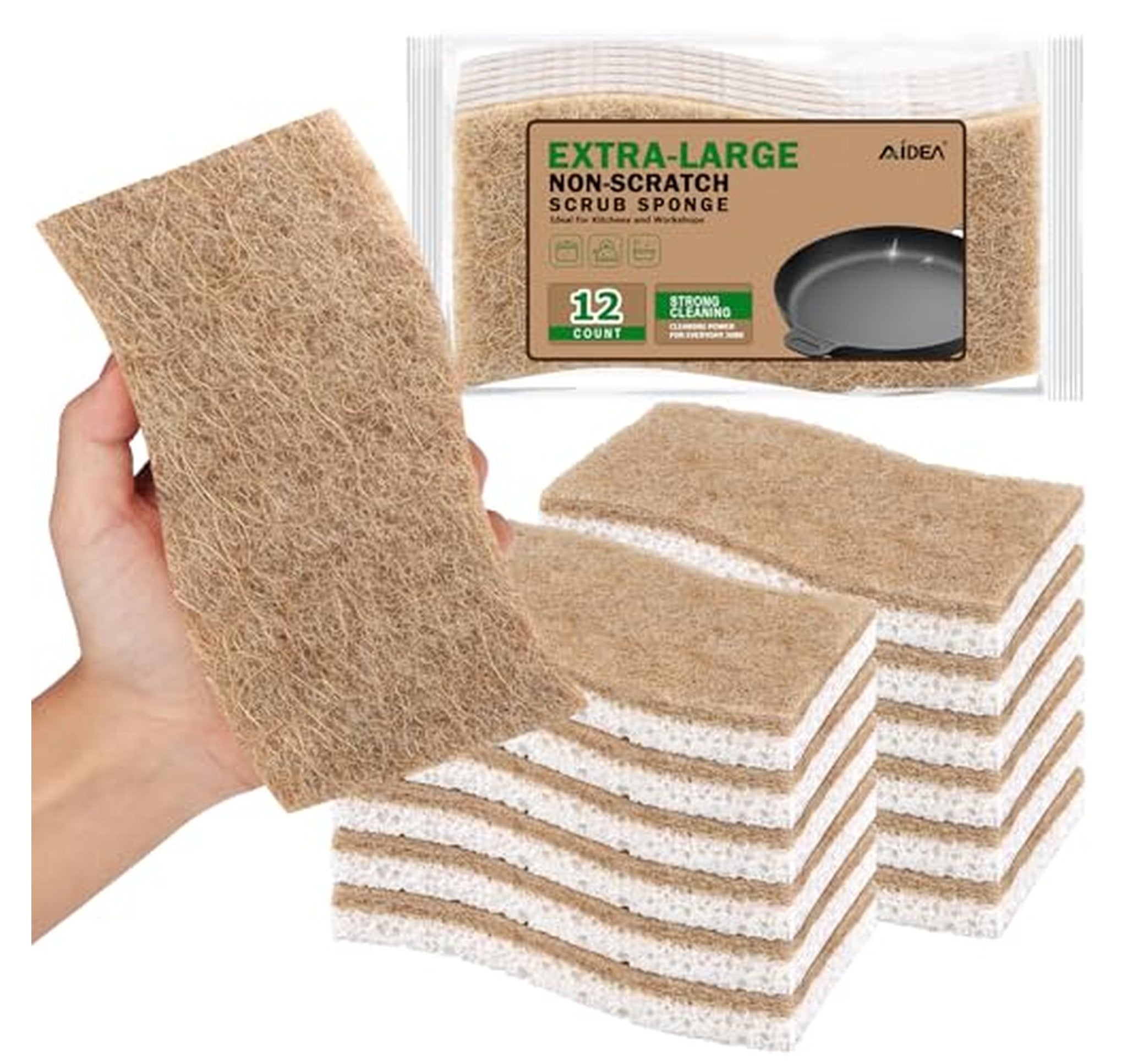 12 Pack XL Non-Scratch Cellulose Kitchen Sponges