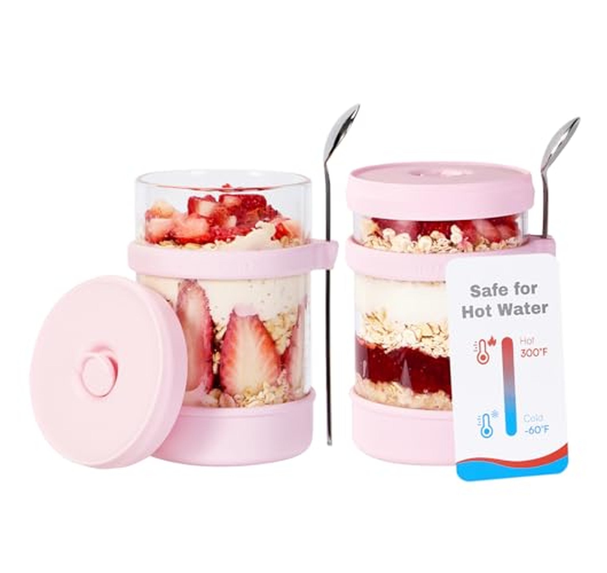 2 Pack 16 oz Glass Overnight Oats Containers
