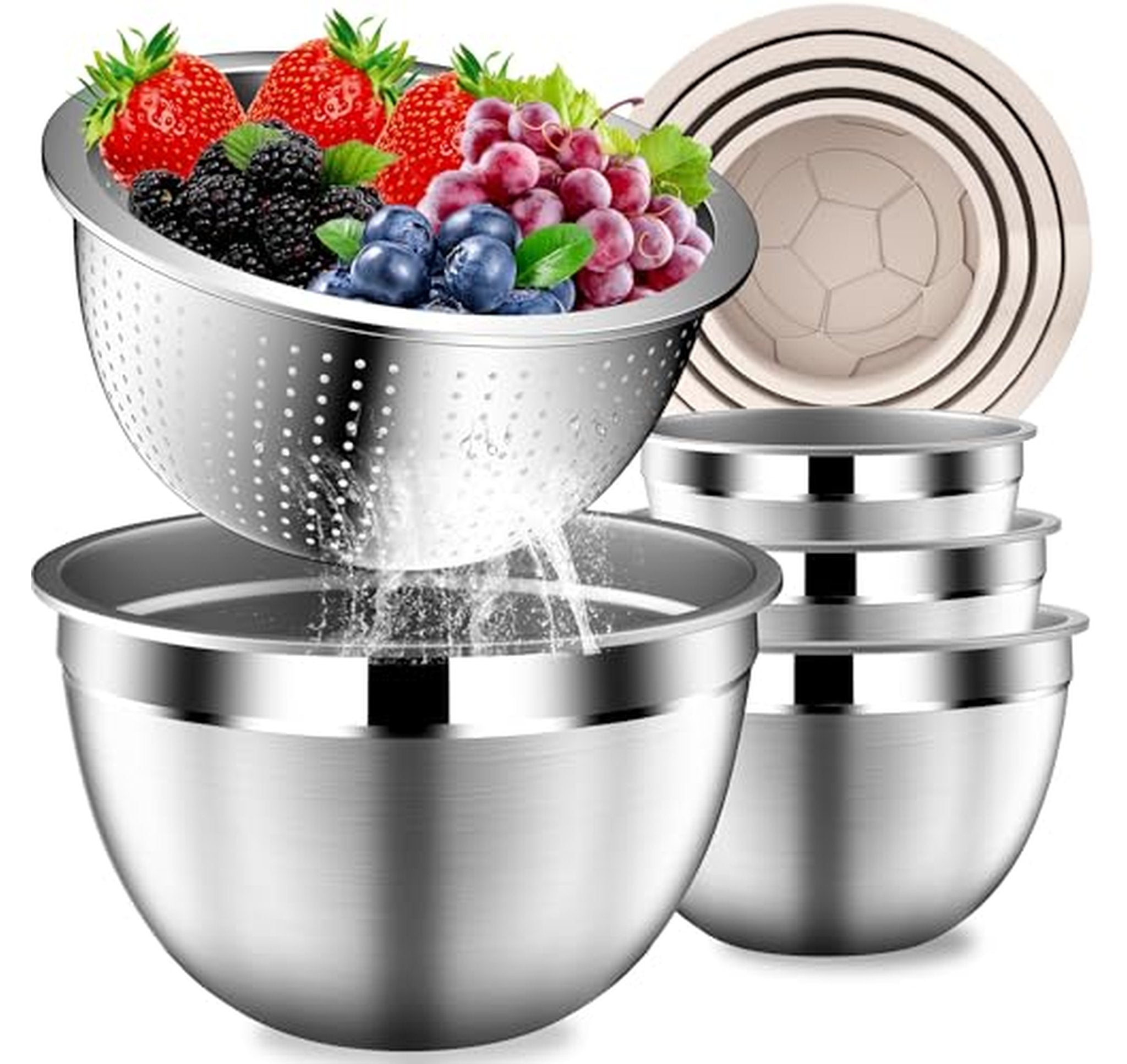 5 Piece Stainless Steel Mixing Bowls with Lids