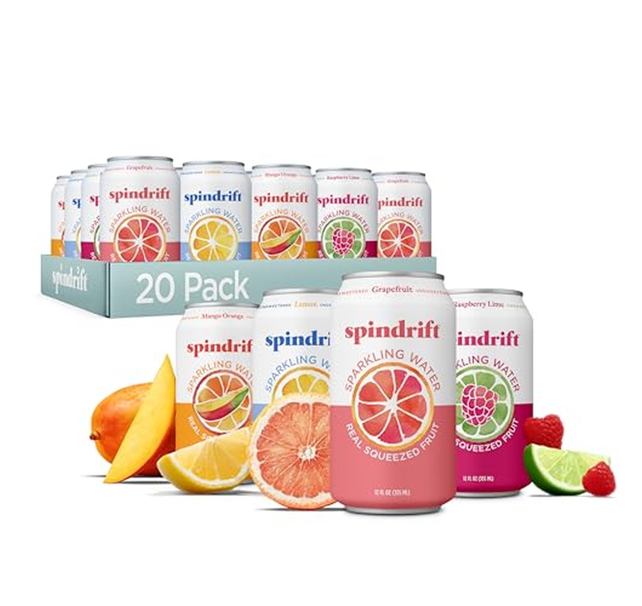 20 Pack Spindrift Sparkling Water Variety, 12 Fl Oz