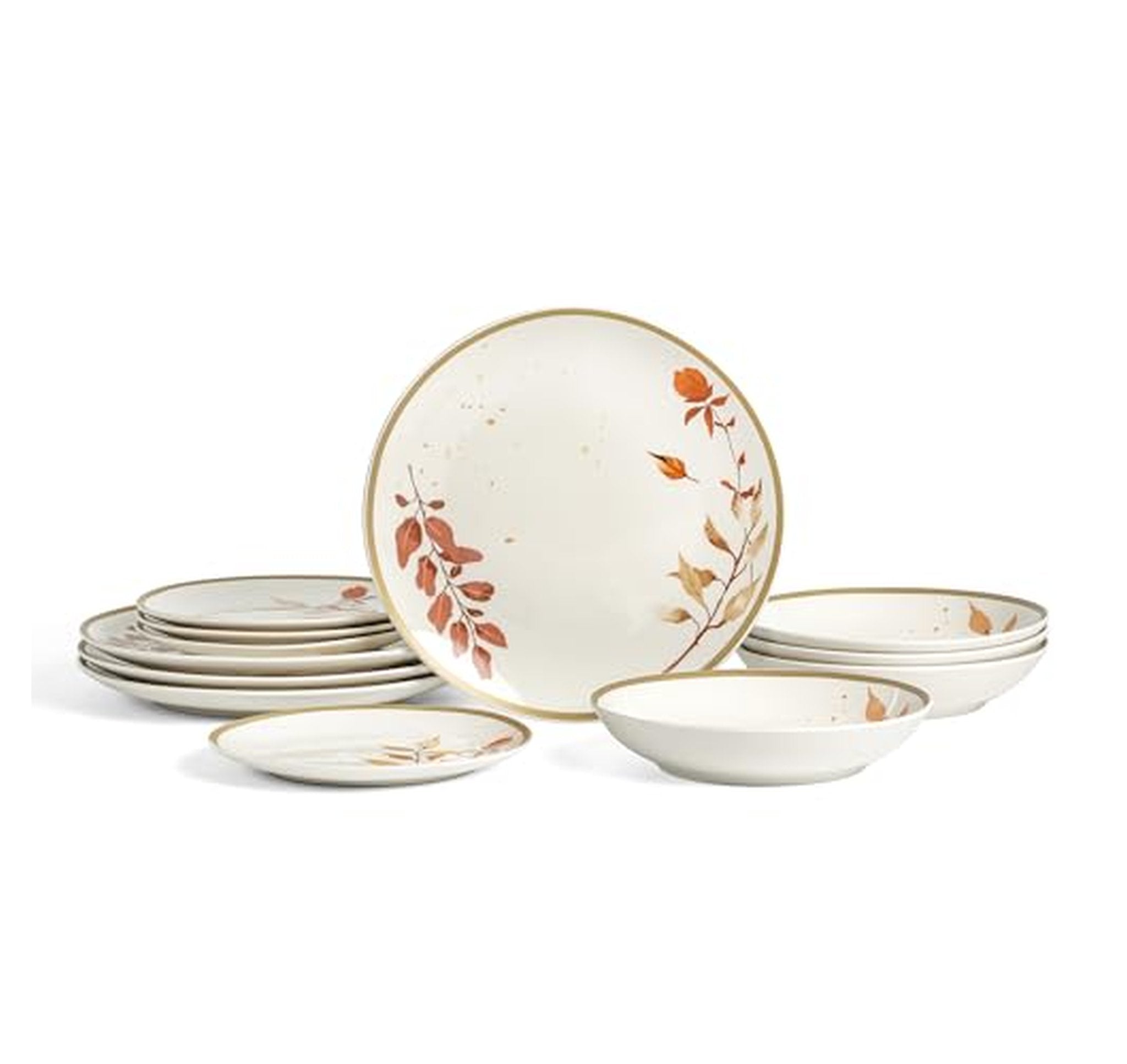 12-Piece Porcelain Dinnerware Set Plates and Bowls