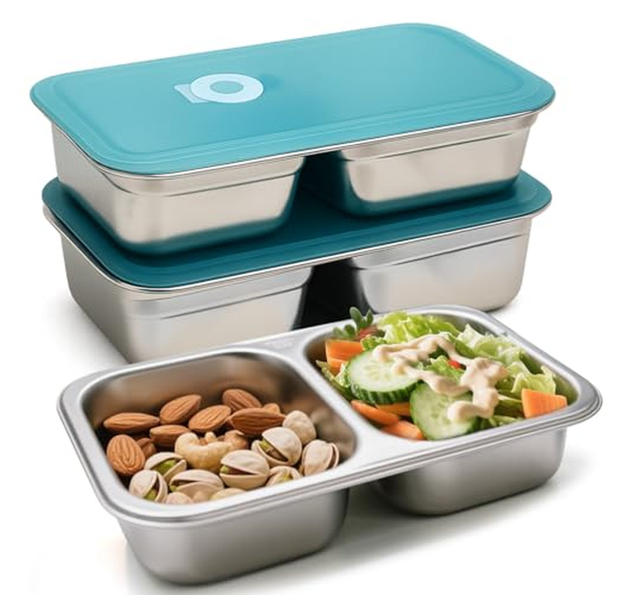 6 Pack Stainless Steel Divided Snack Containers