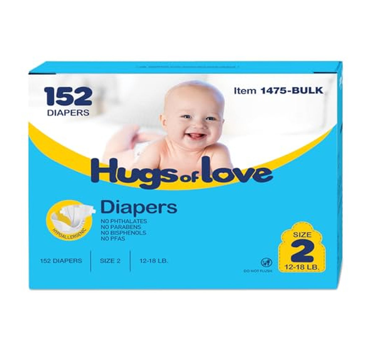 152 Count High Absorbency Baby Diapers Size 2