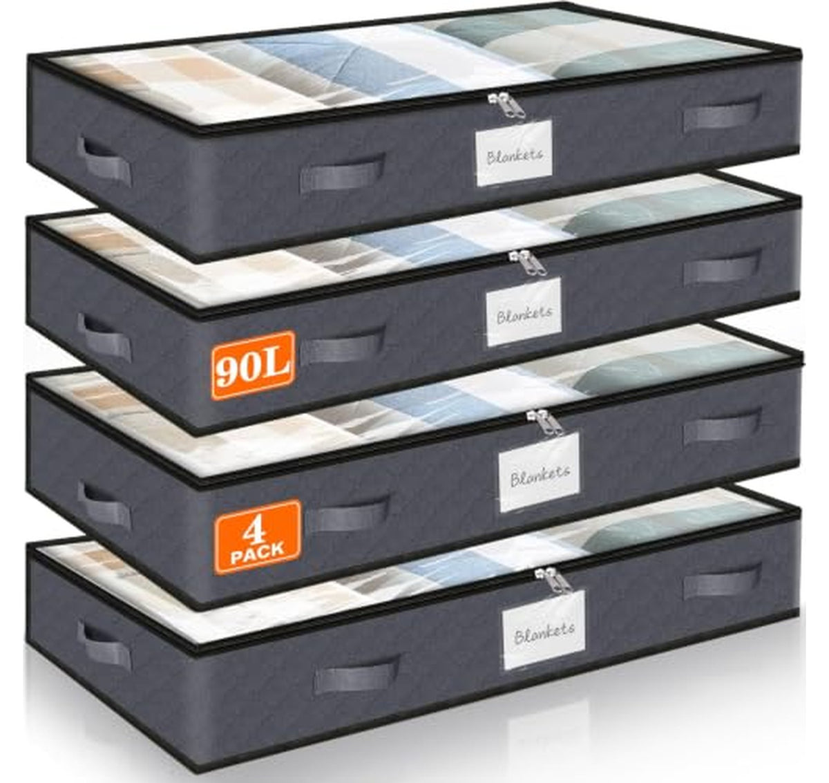 4 Pack 90L Under Bed Storage Bags