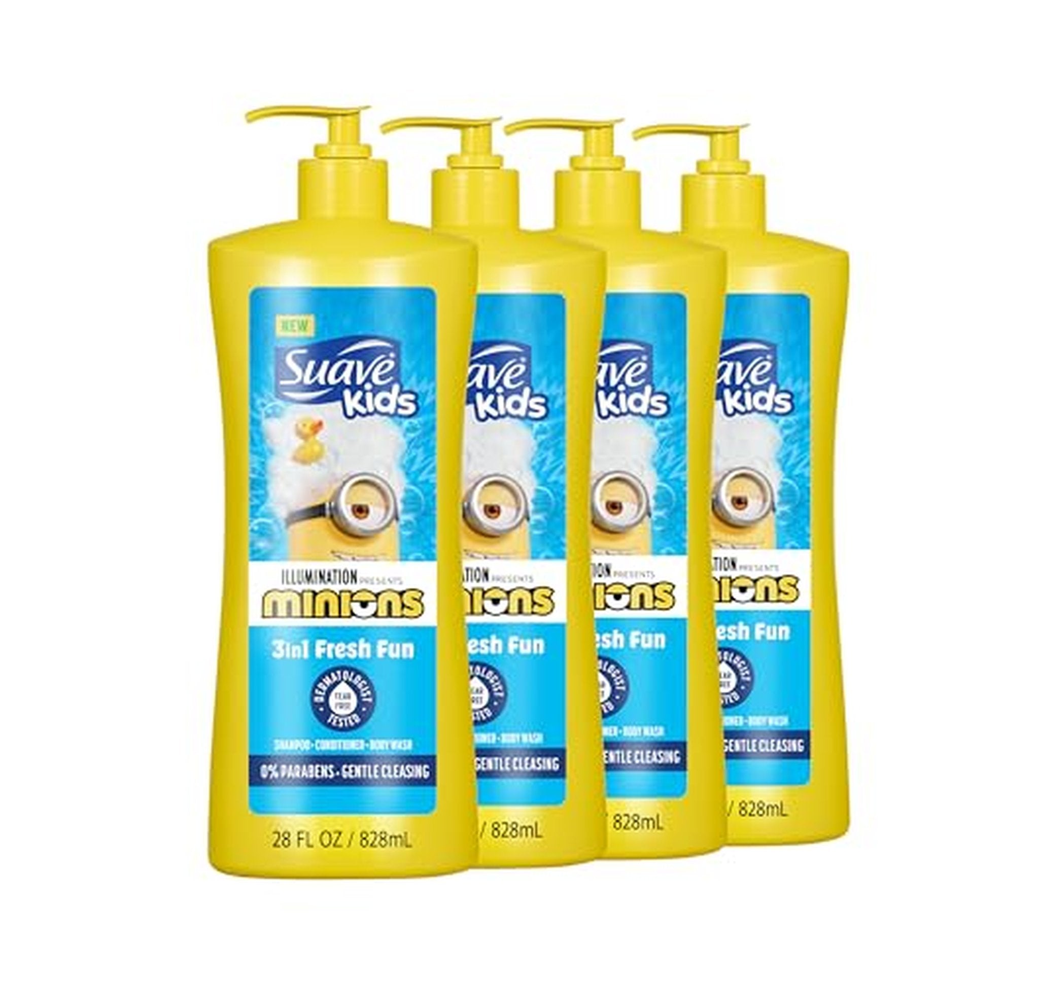 4 Pack Suave Kids 3-in-1 Shampoo Body Wash