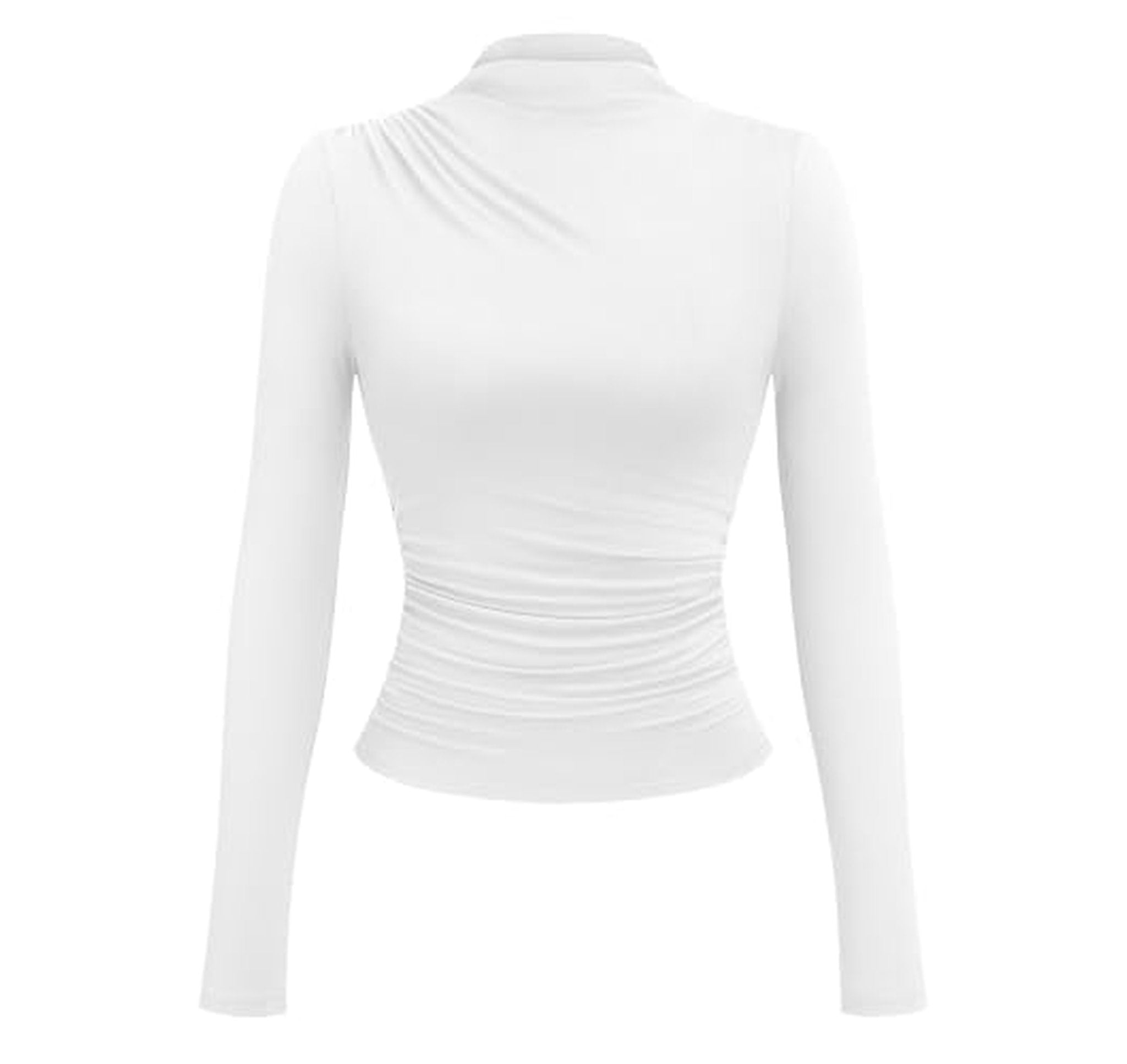 Mock Neck Ruched Long Sleeve Women’s Top