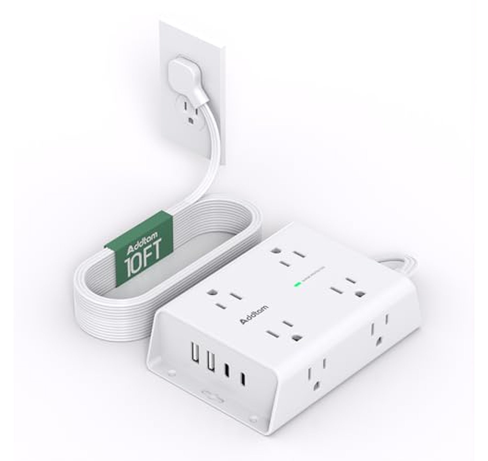 10FT Surge Protector Power Strip, 8 Outlets 4 USB