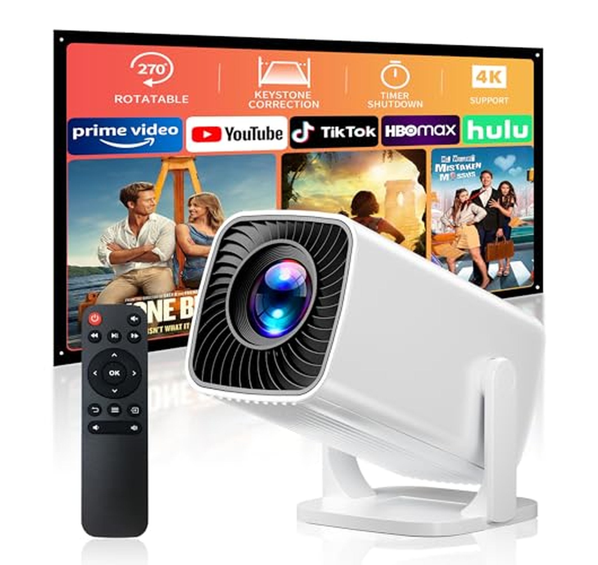 4K Mini Projector with Electric Focus and Keystone