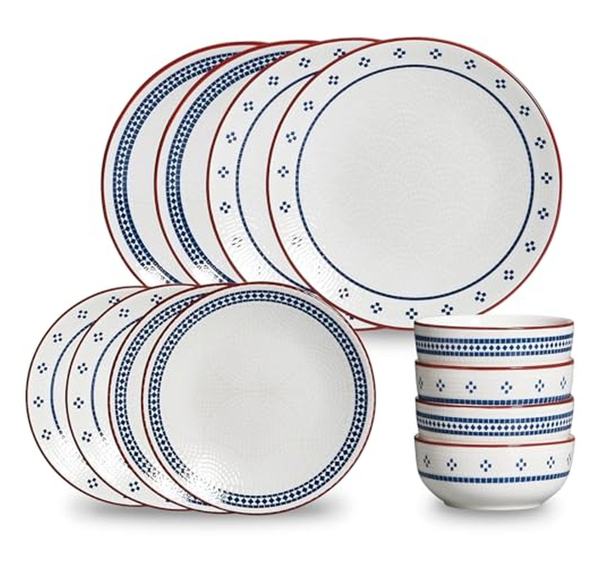 12-Piece Stoneware Dinnerware Set, Plates and Bowls