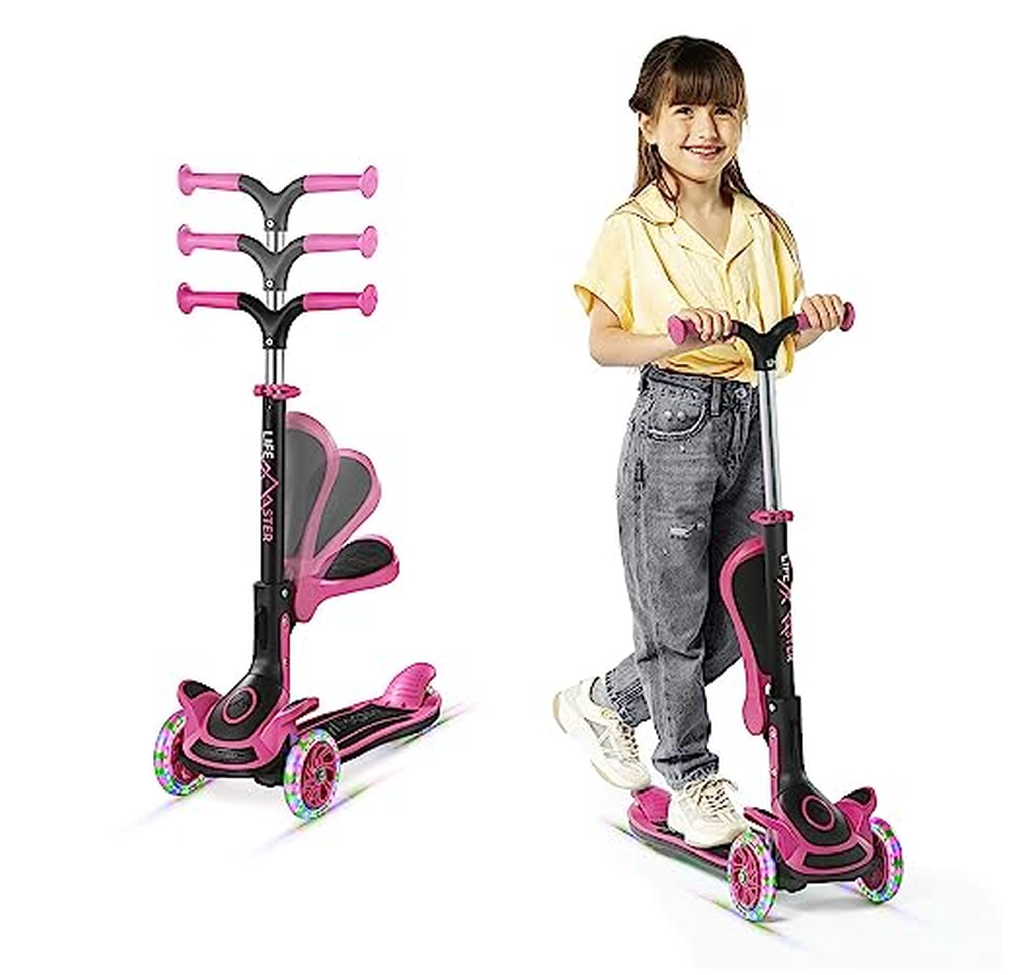 3 Wheel Kids Scooter with Seat and LED Wheels