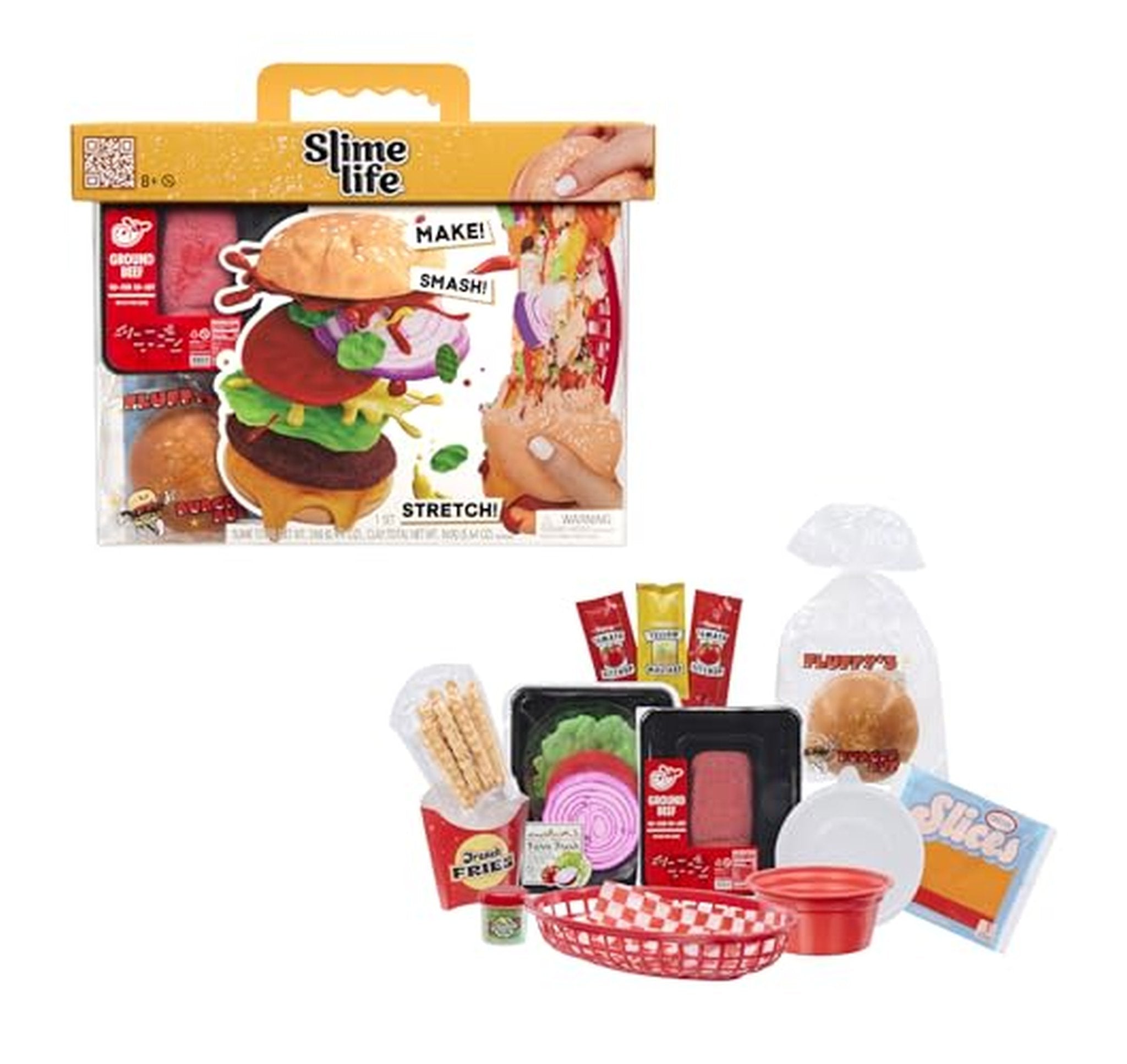 Cheeseburger DIY Slime Kit Making and Stretching