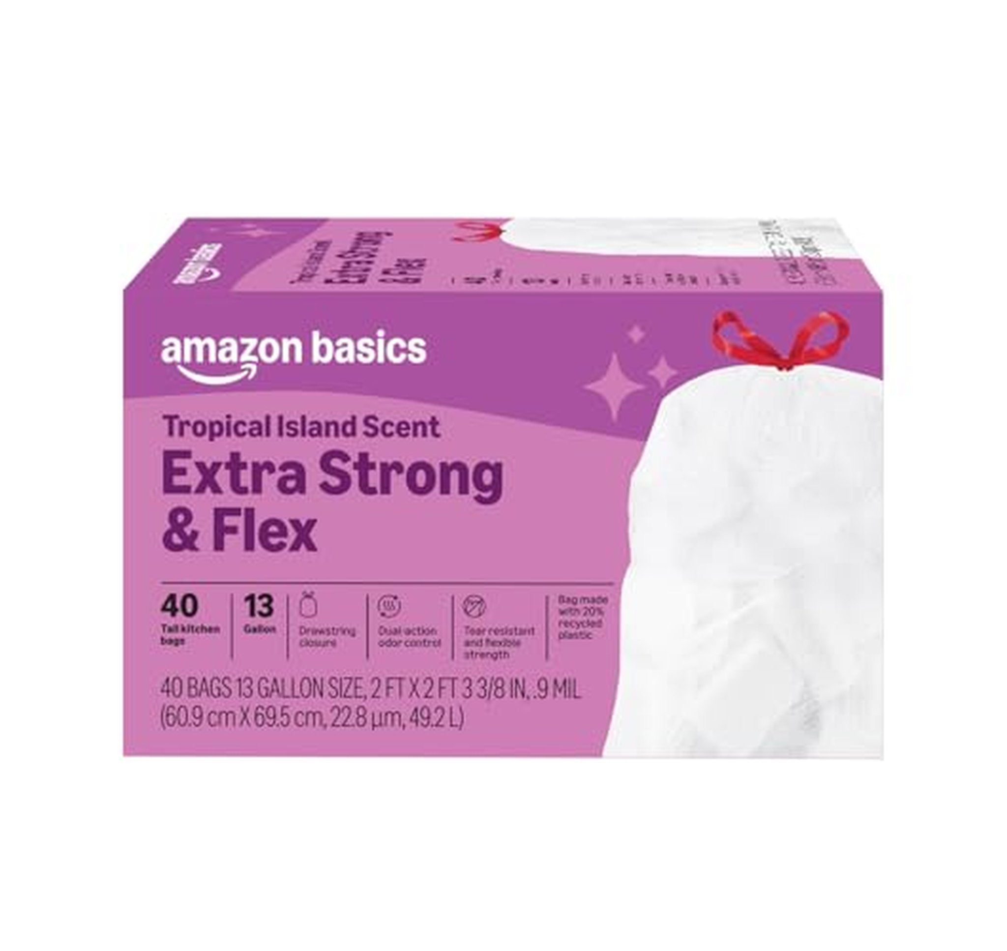 40 Count Amazon Basics 13 Gallon Kitchen Trash Bags
