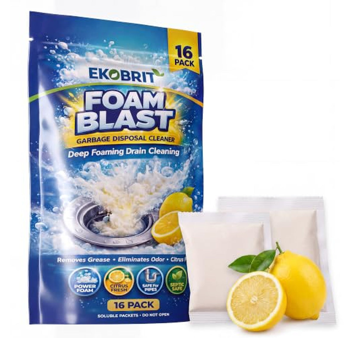 16 Pack Garbage Disposal Cleaner Powder Packets