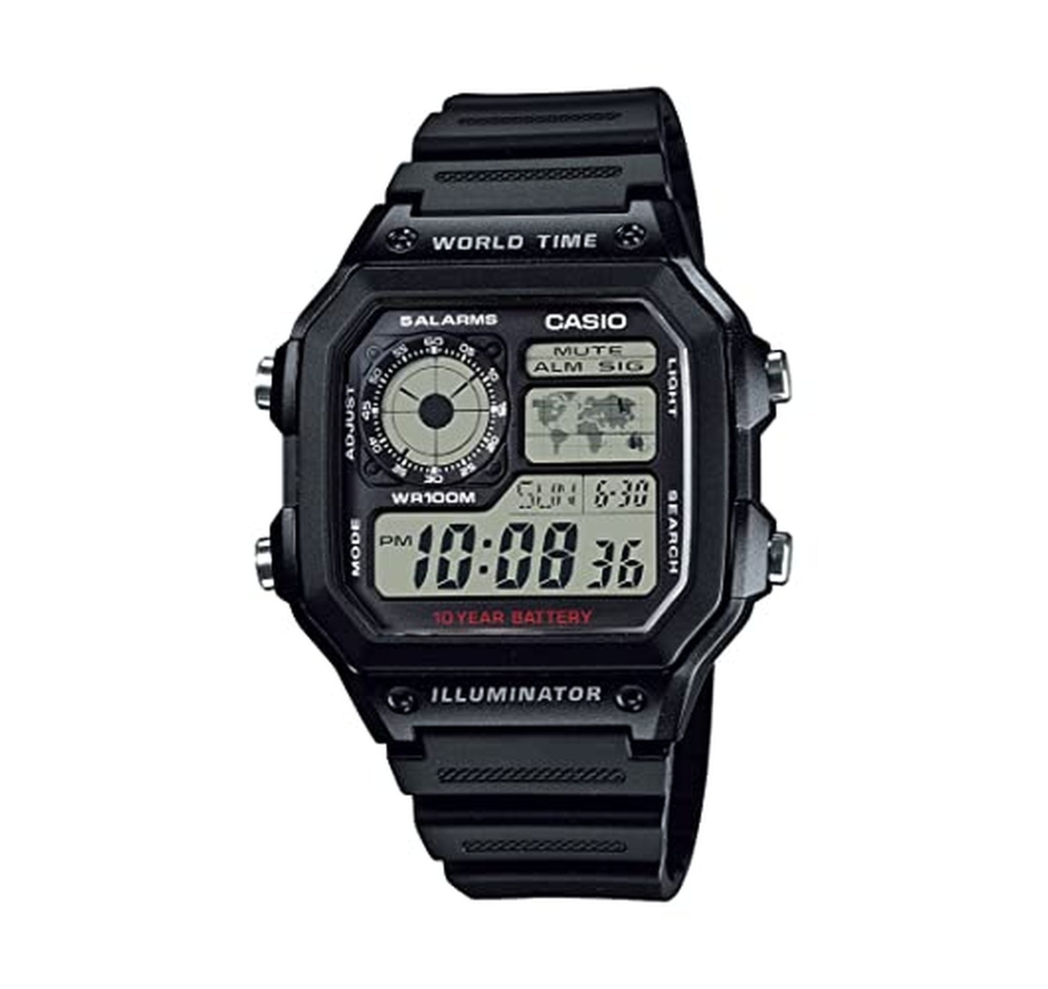 Casio Digital World Time Resin Strap Watch
