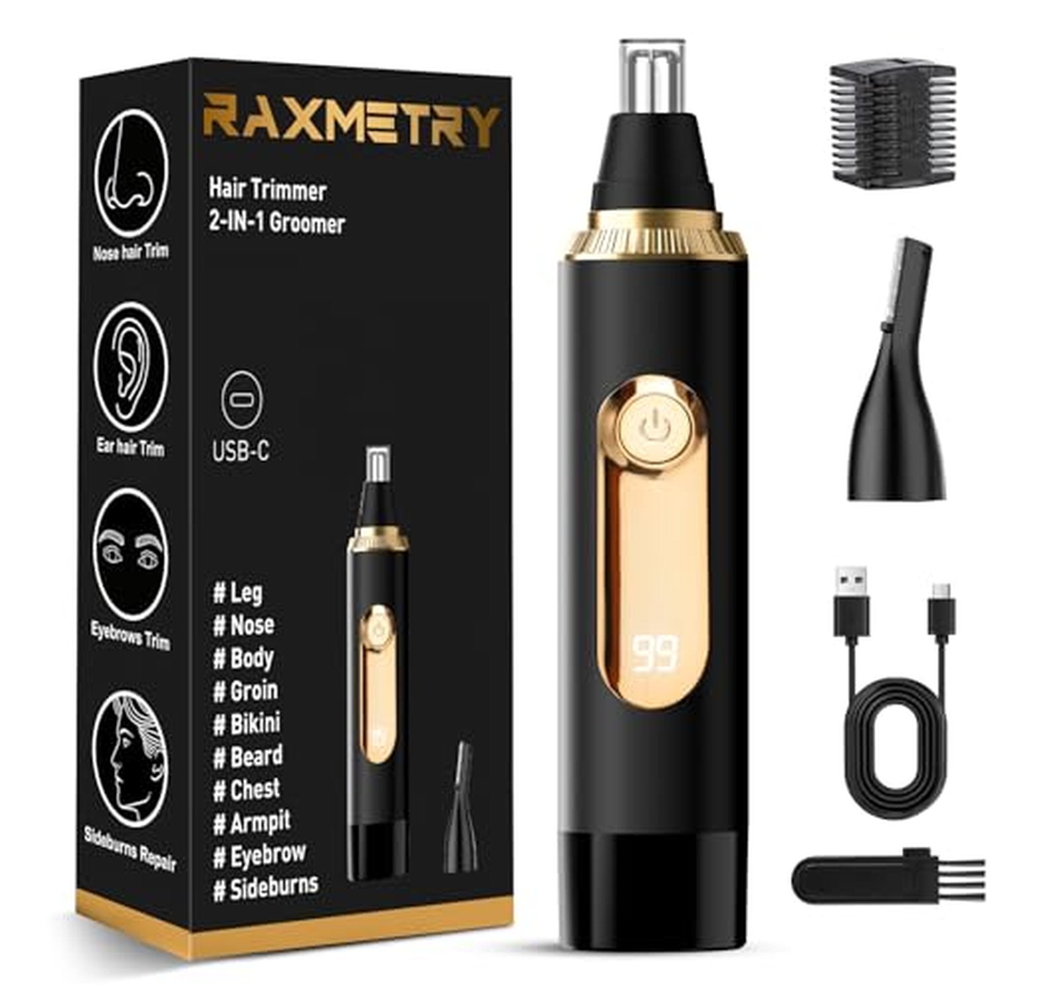 Waterproof Rechargeable Nose and Facial Hair Trimmer