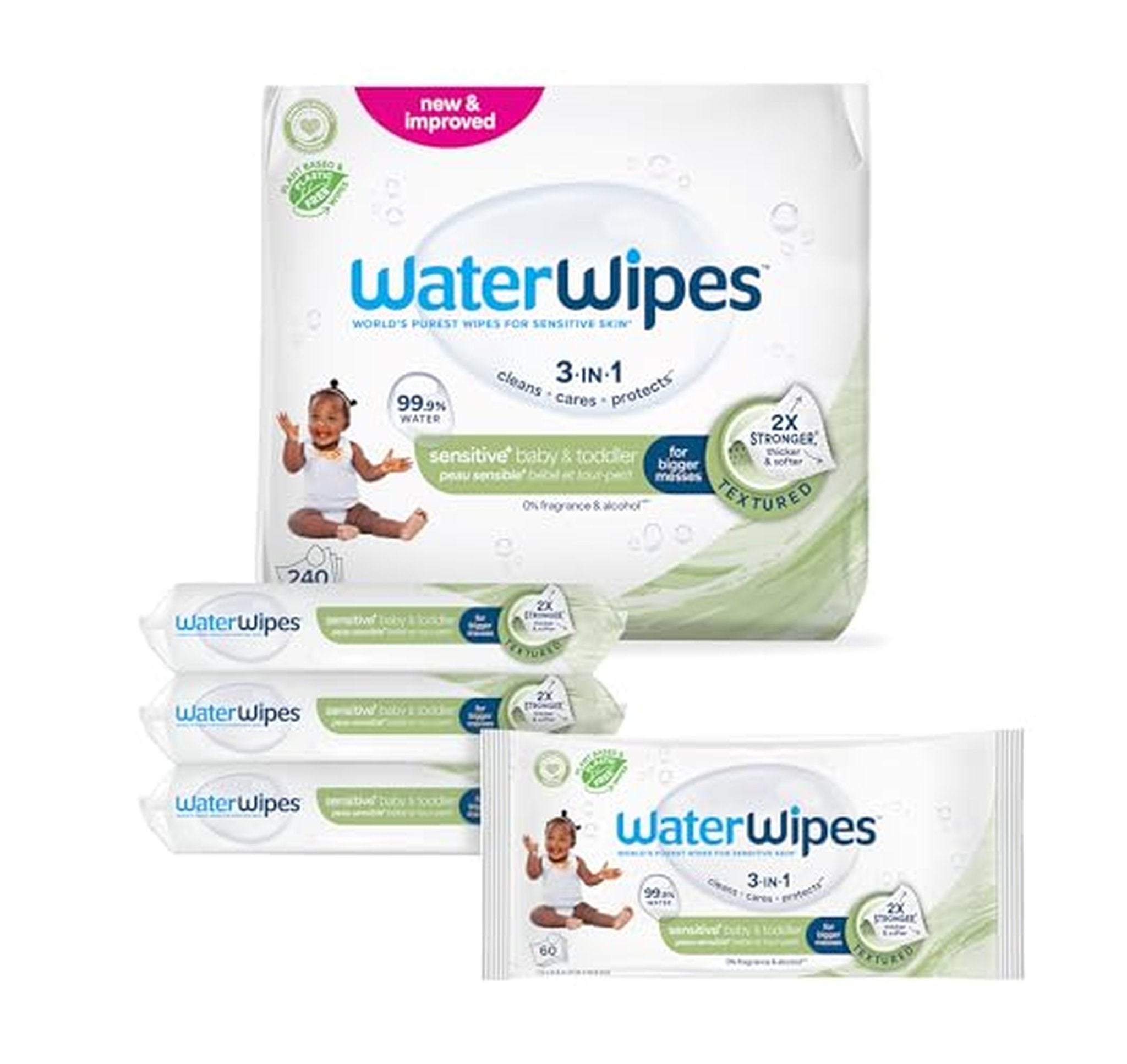 4 Pack WaterWipes Sensitive Baby Wipes 240 Count