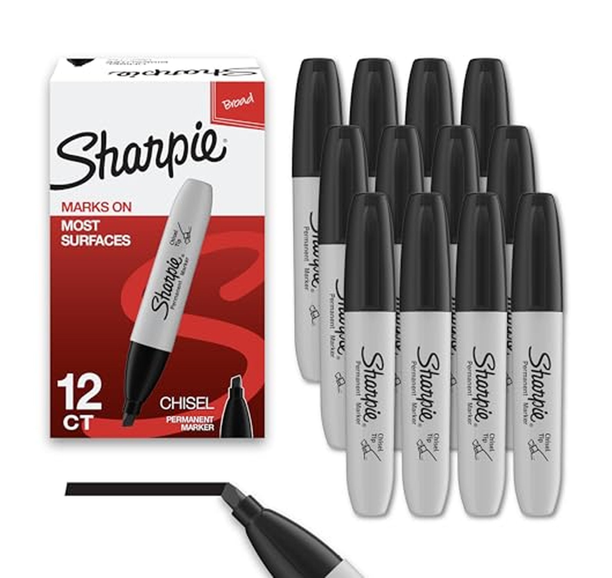 12 Pack Sharpie Chisel Tip Permanent Markers