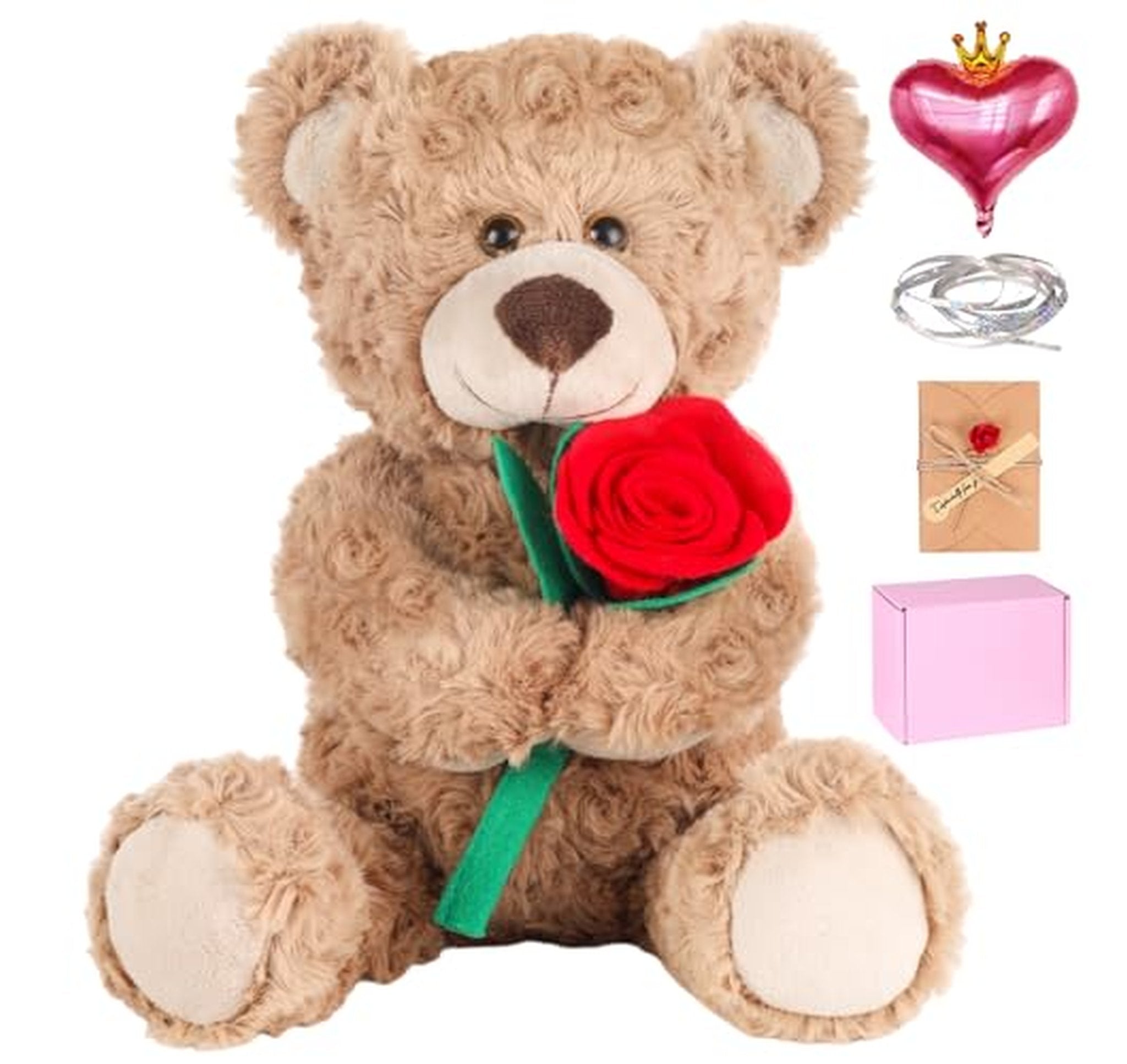 12-Inch Plush Teddy Bear Gift Set with Rose