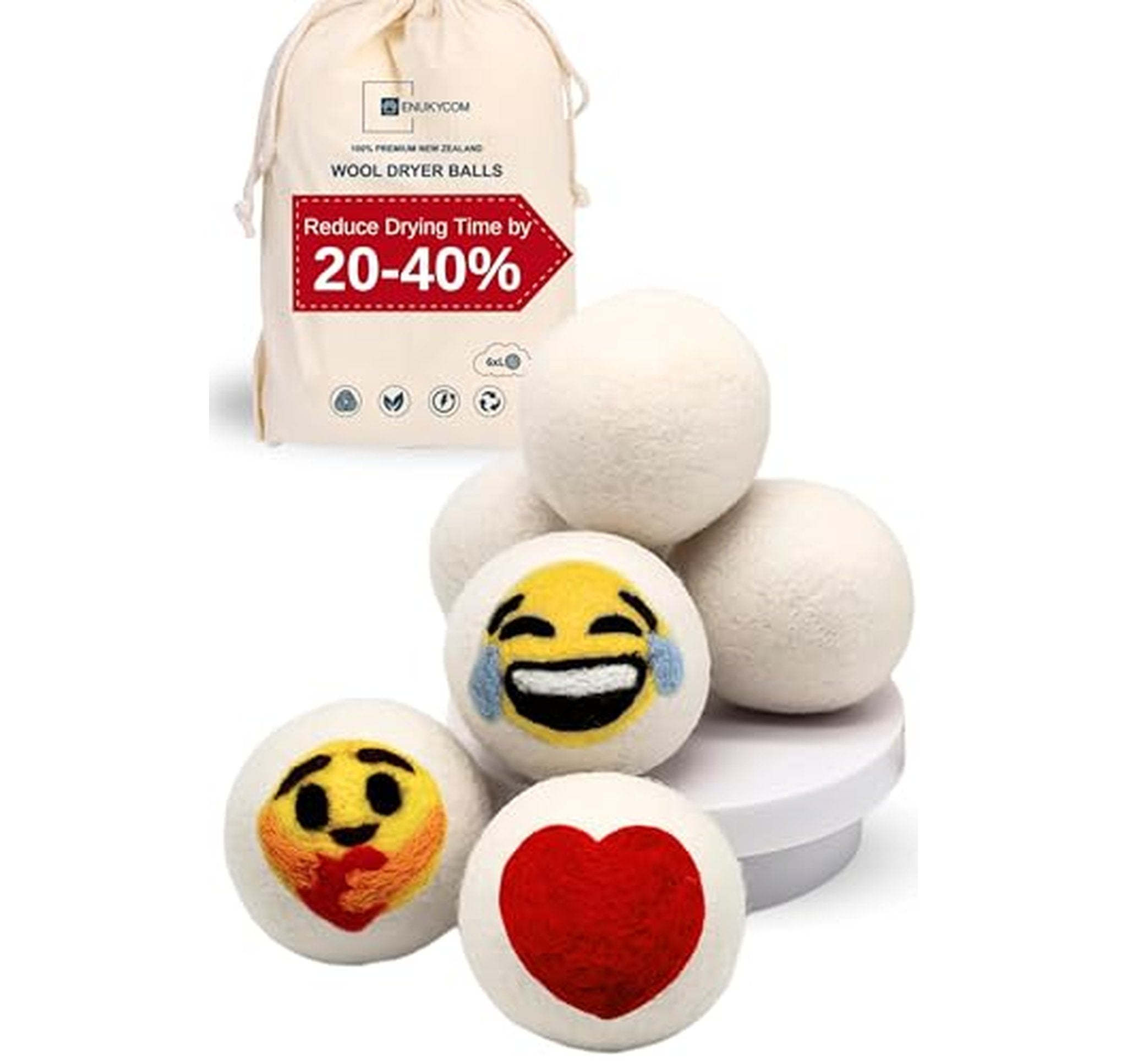 6 Pack Reusable Wool Dryer Balls Fabric Softener