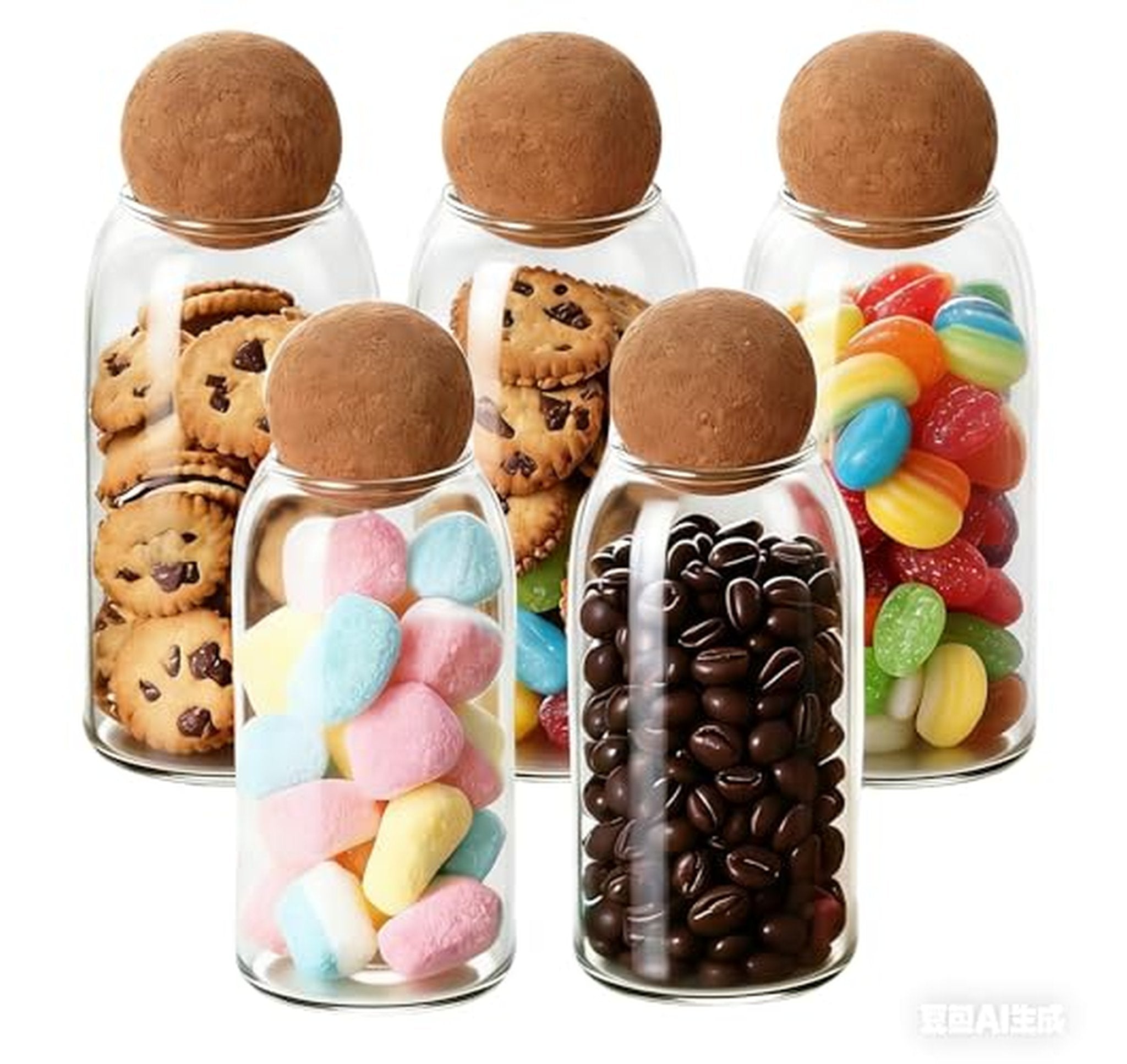 5 Pack 35oz Glass Storage Jars with Cork Lids