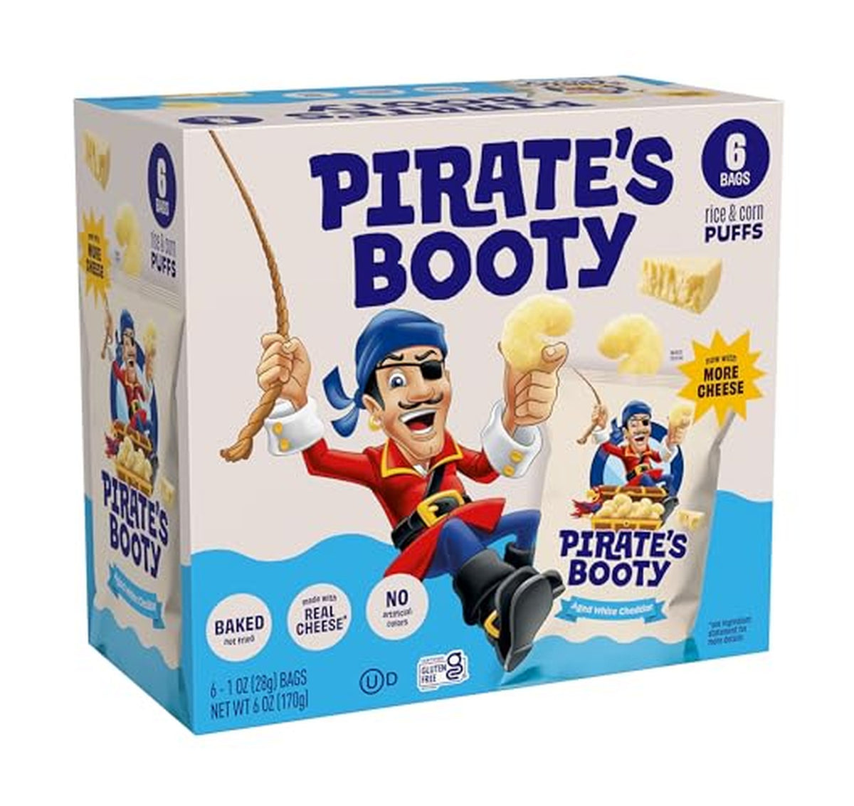 6 Pack Pirate's Booty Cheddar Baked Cheese Puffs